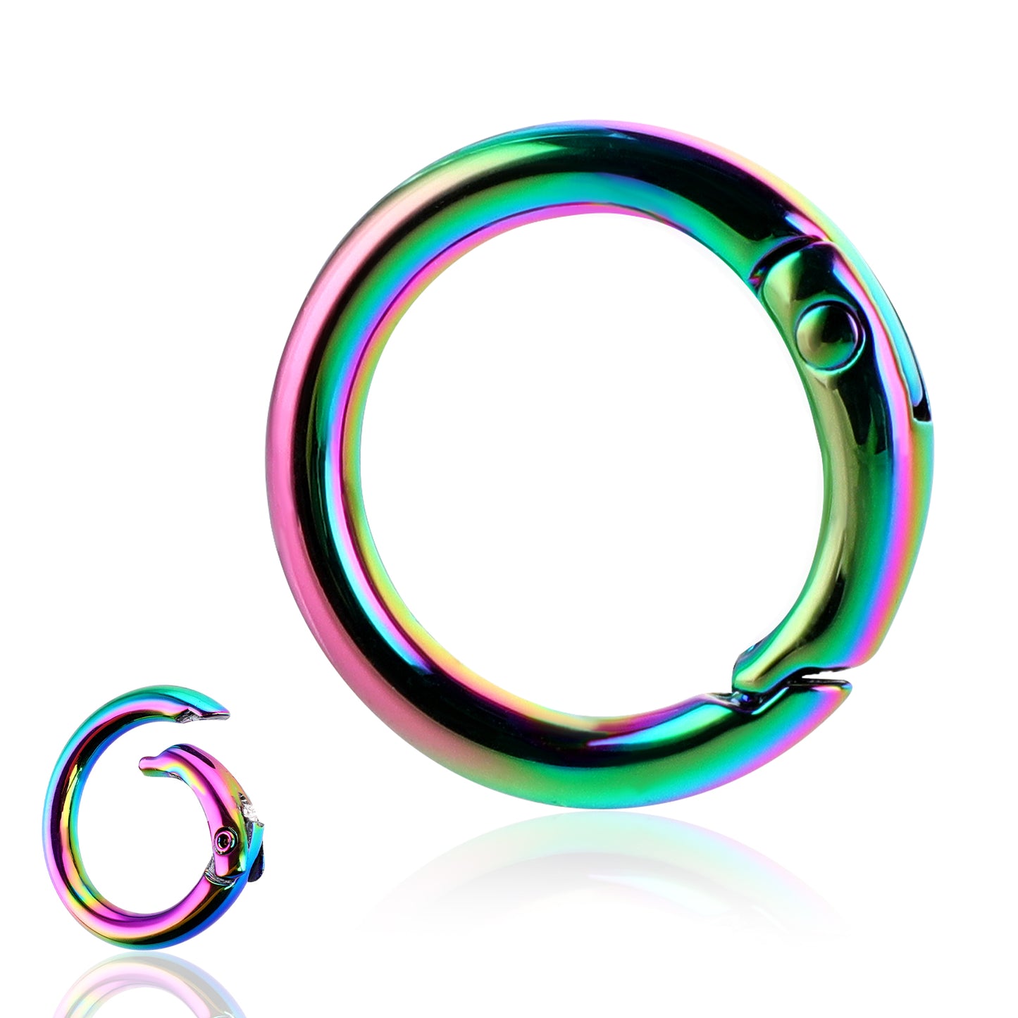 10 Pack Spring O Rings Keyring Buckle, 1 Inch Keychain Ring, Colorful Round Snap Keychain Clip, Key Rings Heavy Duty for Handbag, Purse, Diy, Craft Making, and Dog Leash