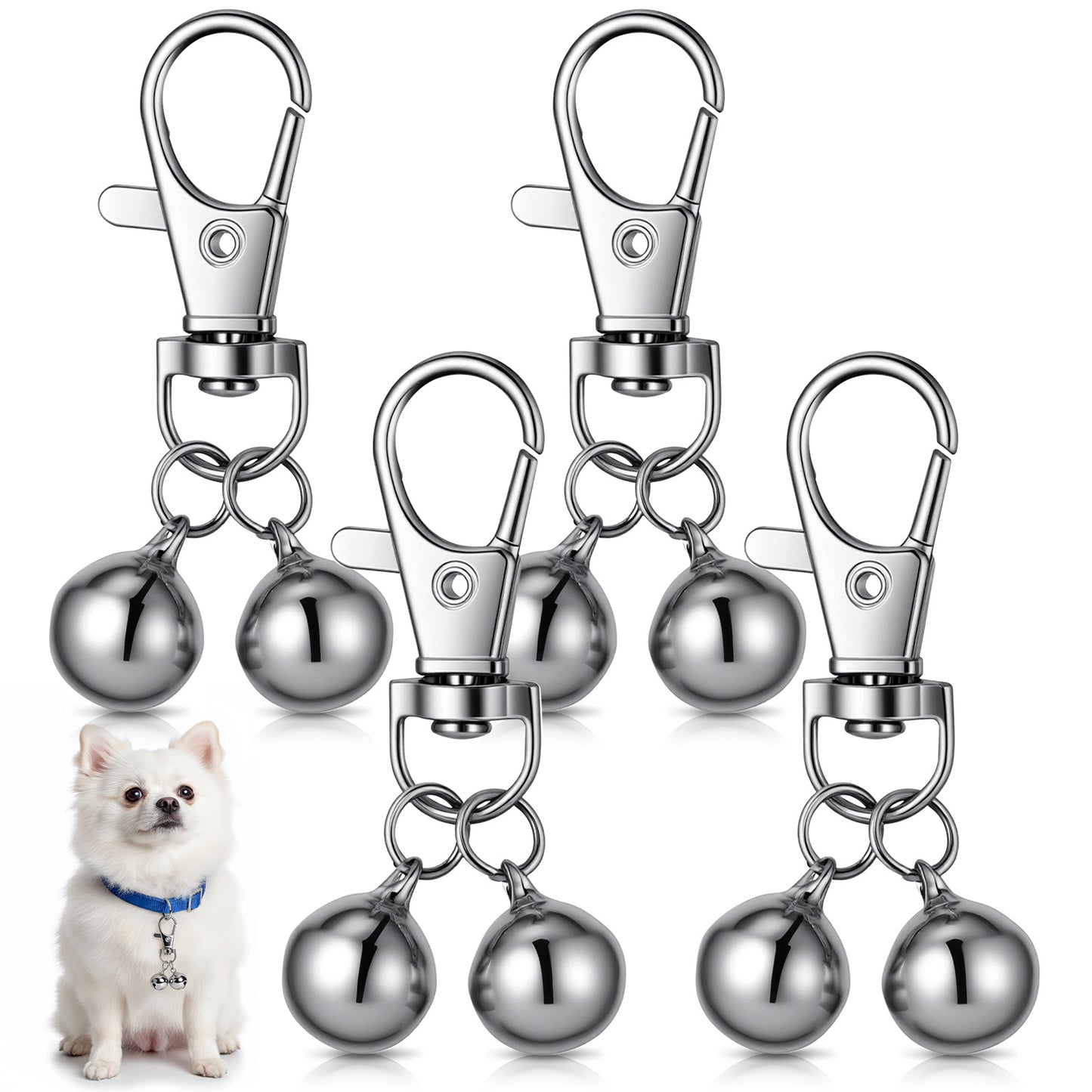 Axafazup 8 PCS Mini Pet Collar Bells, Silver Dog Cat Collar, Pet Training Collars Pendant Accessories Loud Jingle Sound for Tracking and Training Suitable