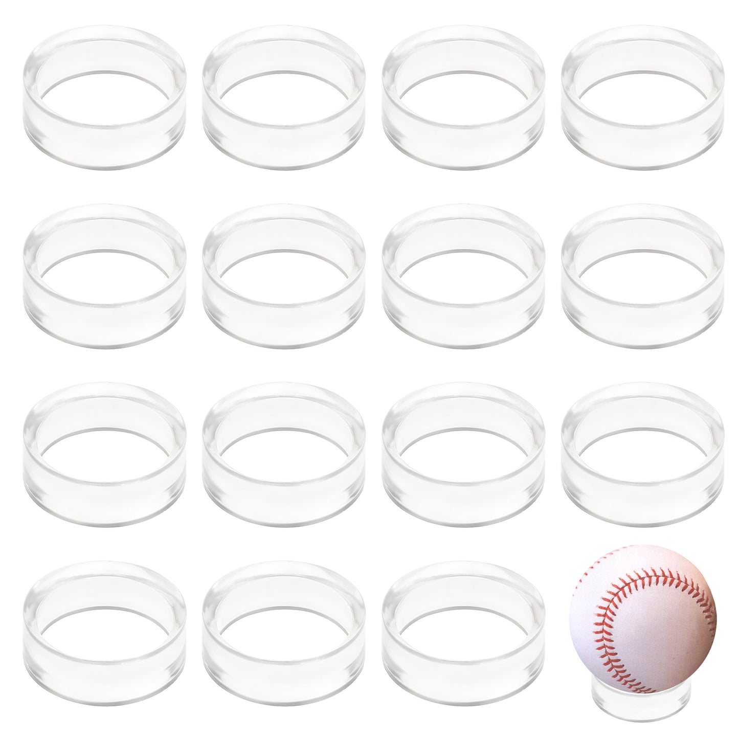 Aysatogc 15Pcs Baseball Holder, Ball Stand Baseball Stand Sphere Holders for Display Clear Ring Acrylic Display Holders for Easter Eggs Golf Softball Tennis Ball Spheres Marbles Collections