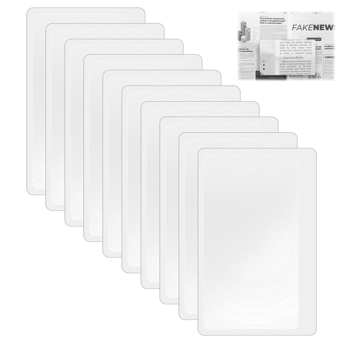 10 Pcs Fresnel Lens Reading Magnifier for Books Portable Magnifying Sheet 3X Pocket Magnifying Glasses for Reading Fire Starter Newspapers Maps and Magazines Slim Lightweight Transparent