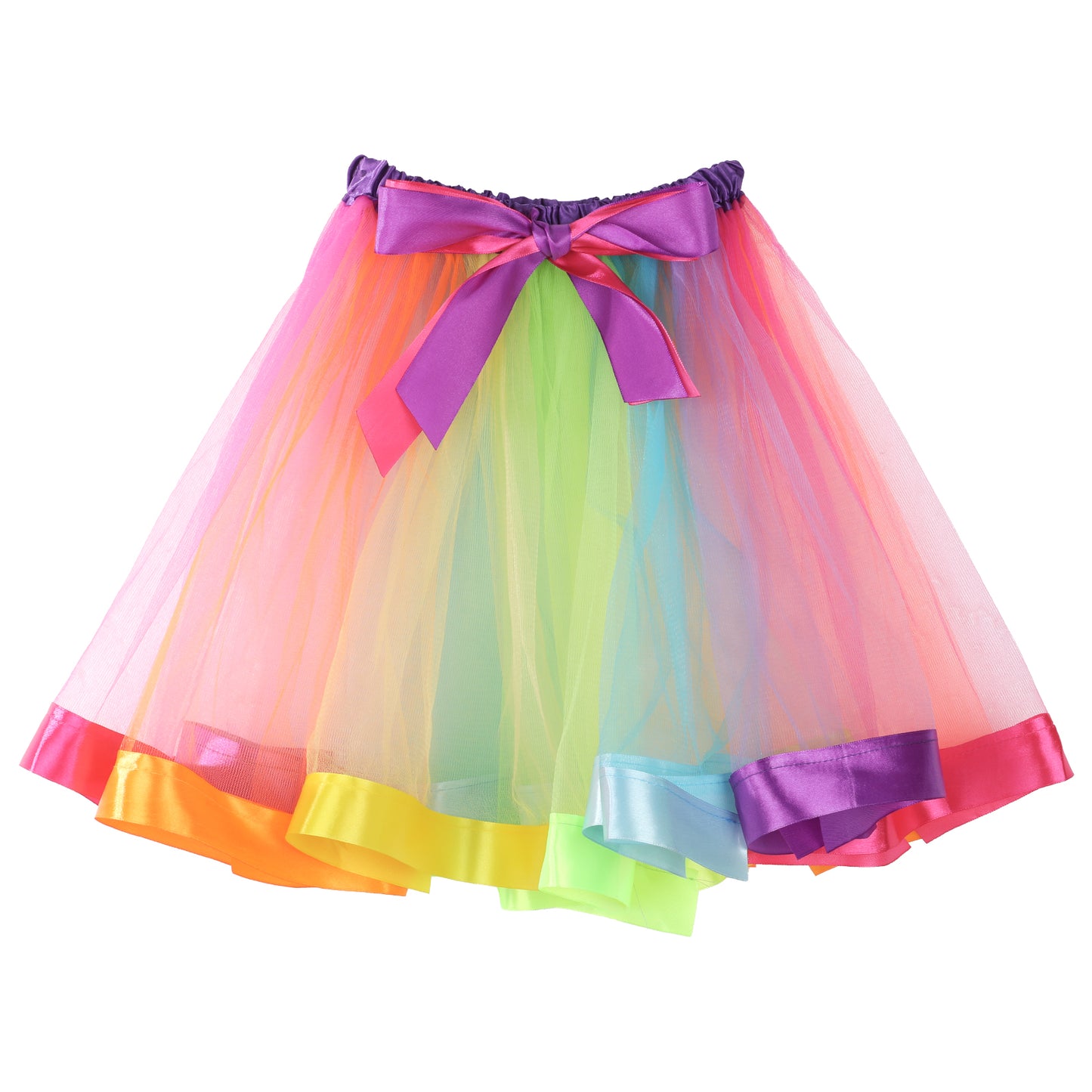 Girls Rainbow Tutu Skirt, Layered Colorful Skirt with Elastic Waist Princess Ballet Dance Skirts for Little Girls