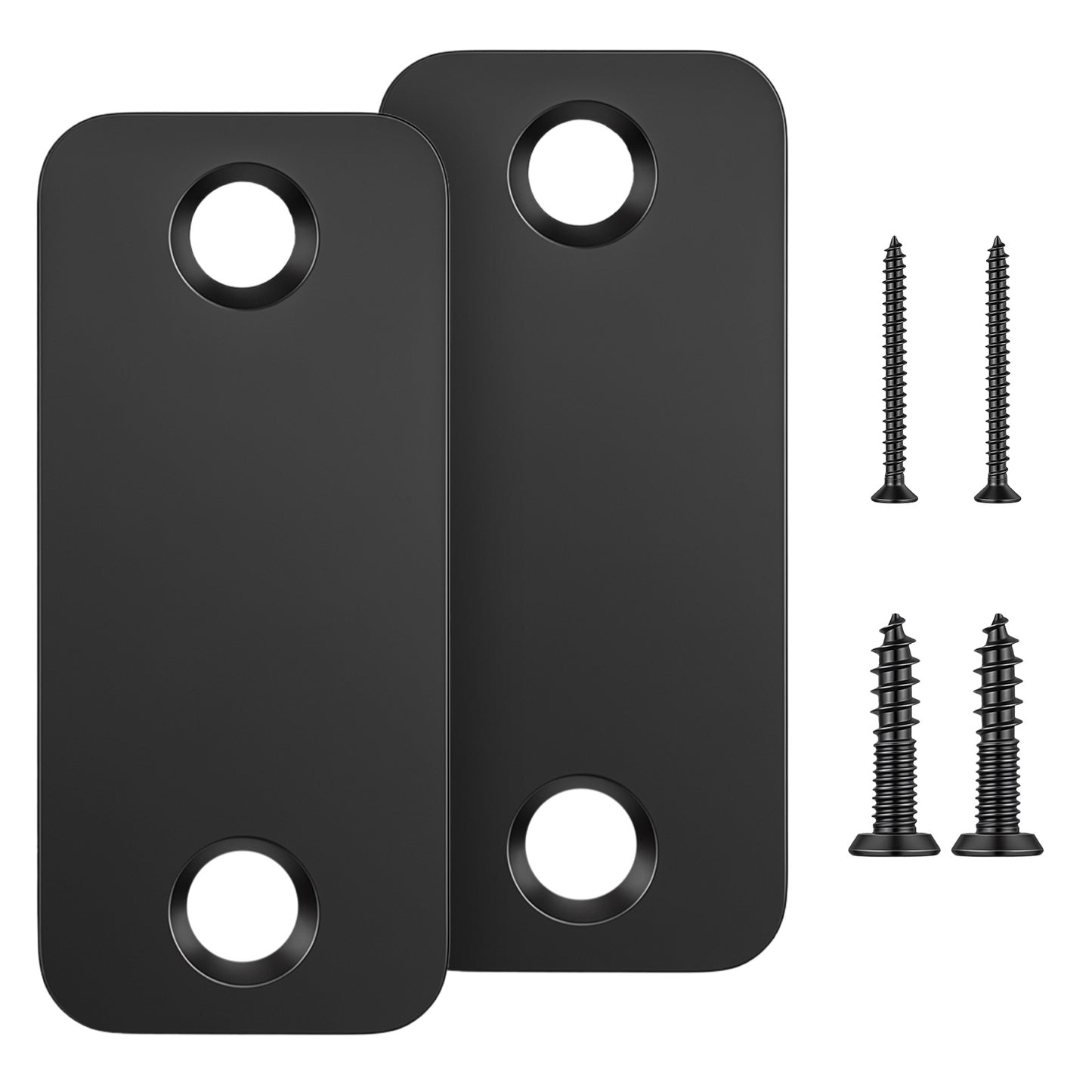 2Set Door Hole Cover Plate 1" x 2-1/4", Door Strike Filler Plate and Deadbolt Cover Plates with Screws ffor Increasing Home Security on Entry(Black)