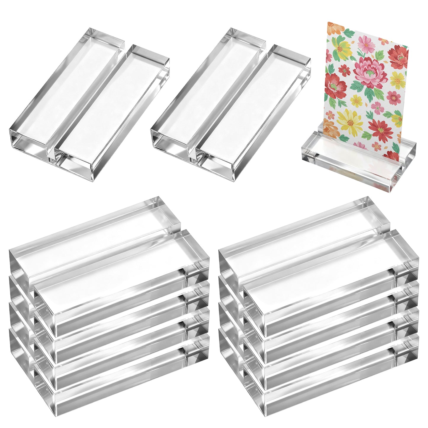 Ajcotahm 10 Pcs Acrylic Place Card Holder, Clear Card Display Stand Small Sign Holders for Table Wedding Photo Menu Office Meeting