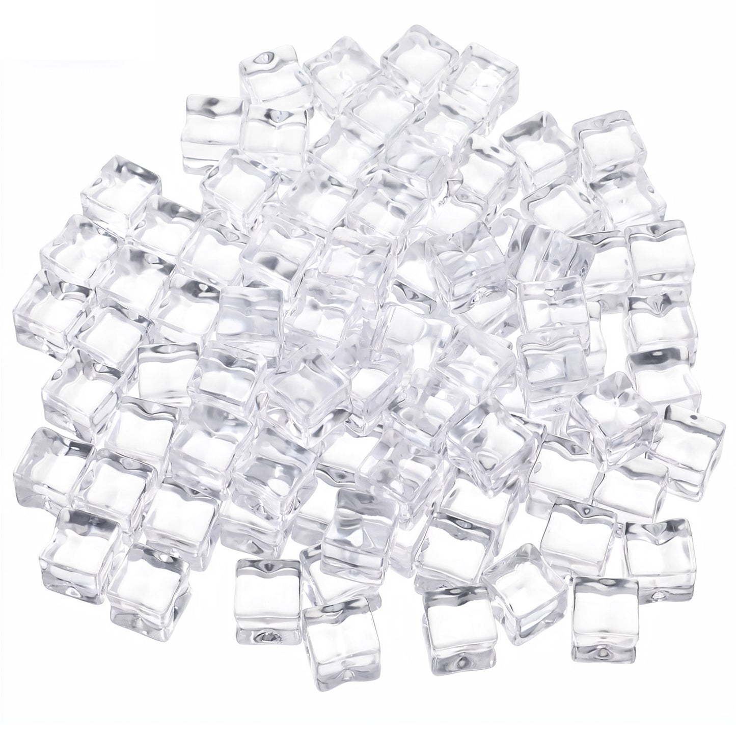 Macuezu 100 PCS Fake Ice Cubes, 0.47in Clear Plastic Ice Cubes for Vase Fillers, Table Decorations, Photography Props, Wedding Centerpieces