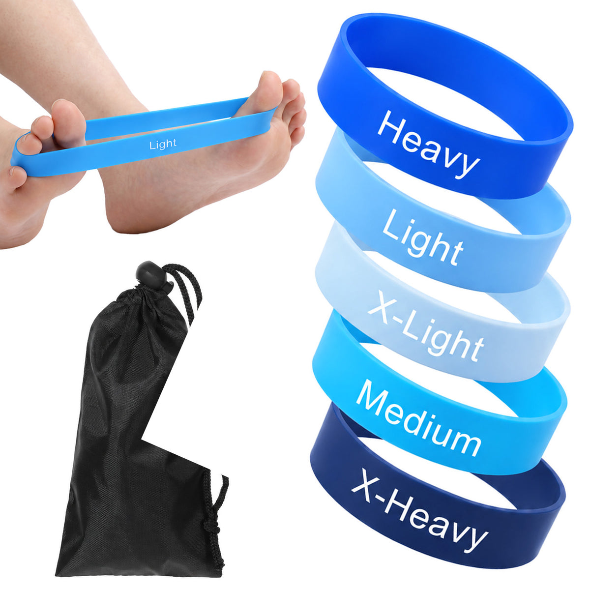 5Pcs Toe Bands for Exercise, Toe Spacers for Women with Carry Bag