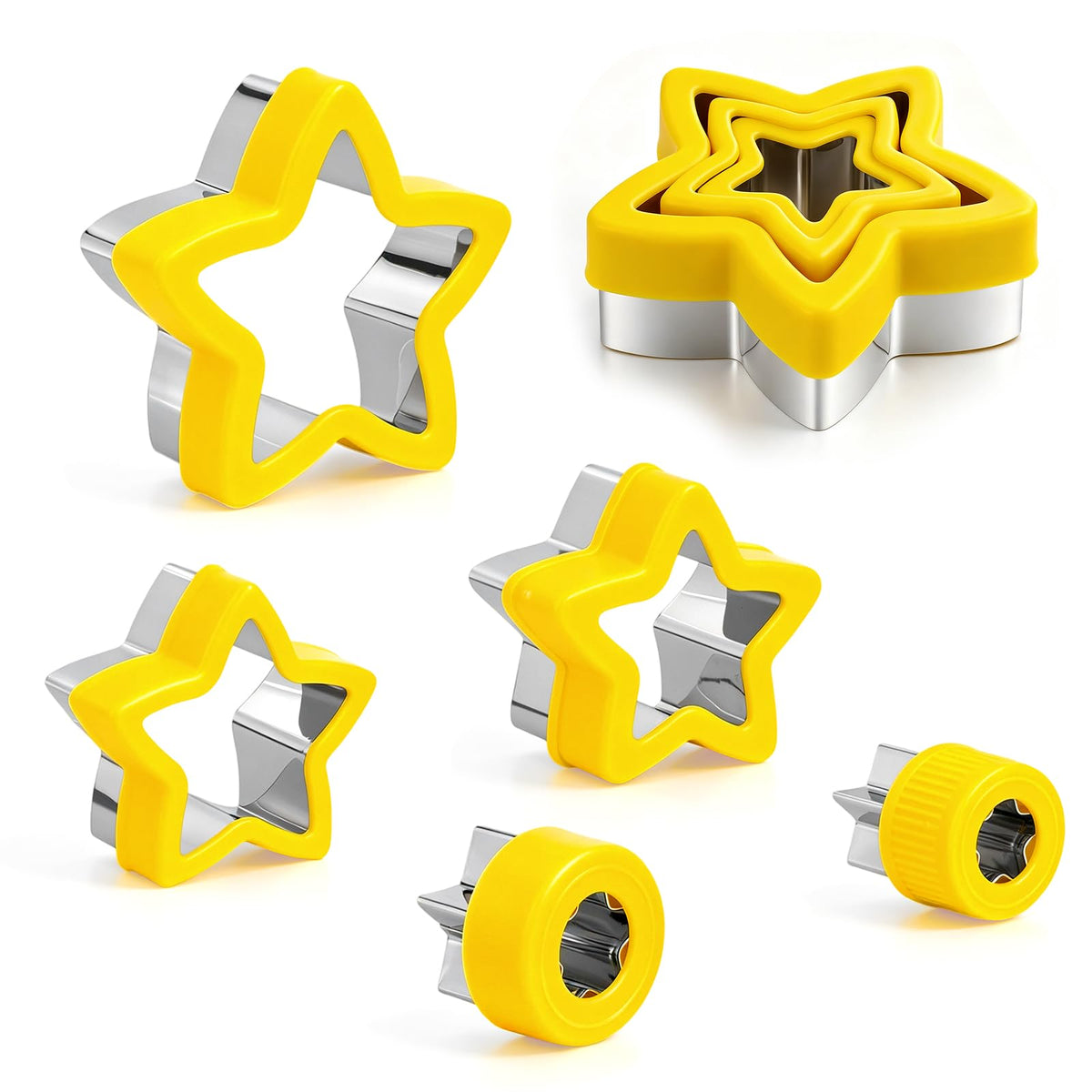 Set of 5 Star Cookie Cutters, Stainless Steel Cookie Cutters, Christmas, 5