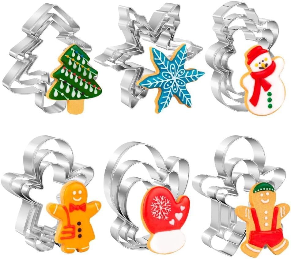 18-Piece Christmas Cookie Cutters Set, Stainless Steel Christmas Cookie