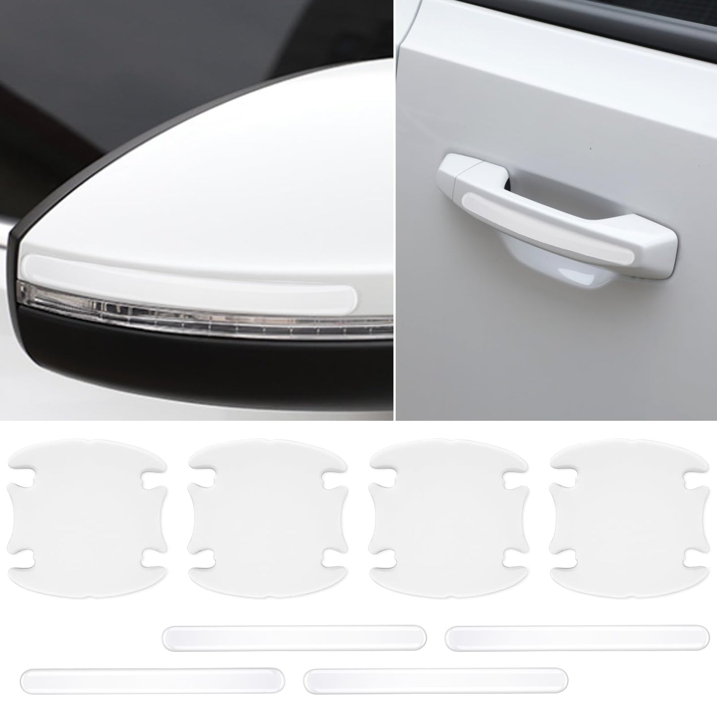 Aster 8pcs Car Door Handle Protector, Clear Door Handle Paint Protection Film Universal Car Door Bowl Sticker Protection Accessories, Waterproof Anti-Scratch Stickers Covers for Most Car Handles