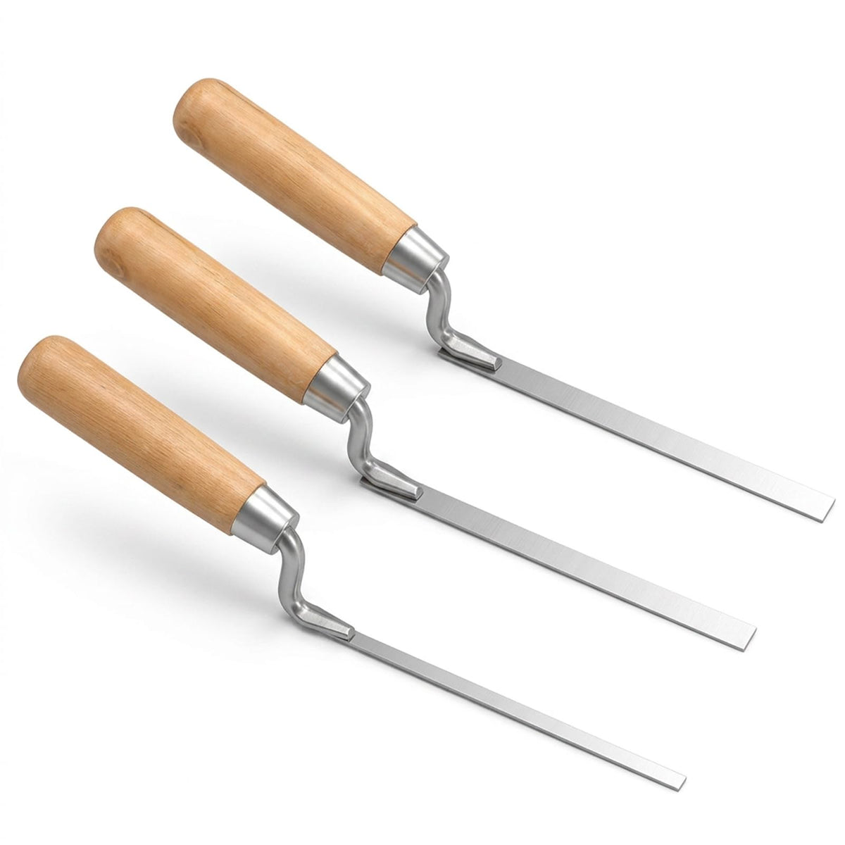 Set of 3 Joint Trowel 6/10/13 mm Carbon Steel, Joint Spatula with Wooden Handle, Butt Joint Trowel for Mortar Grouting Tiles and Masonry Tool