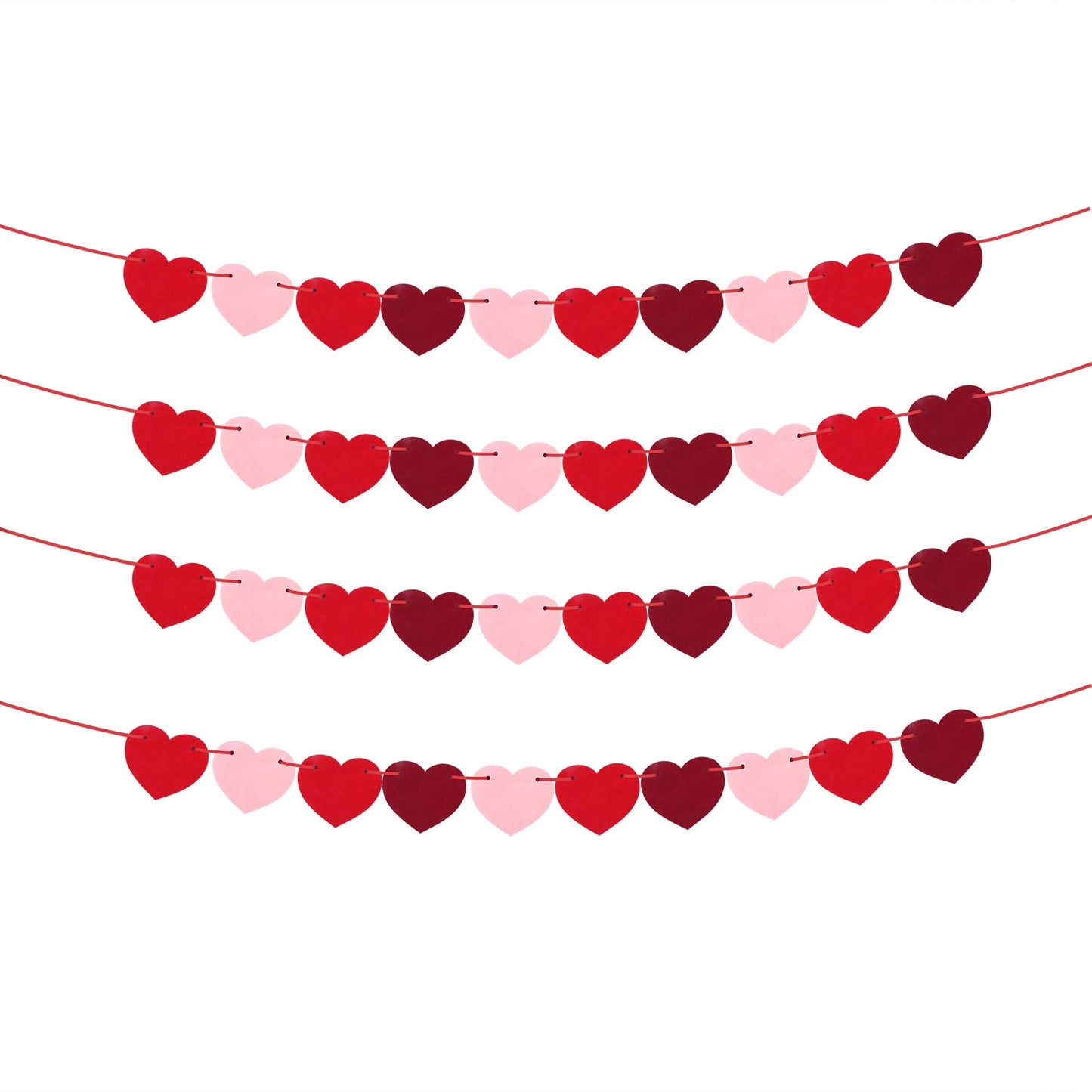 ASTER Heart Garland Decorations Valentines Day Heart Banners,4 Pack Felt Heart Garland Banner Valentines Day Anniversary Love Felt Valentine Garland for Decoration for Home, Wedding, Classroom, Party
