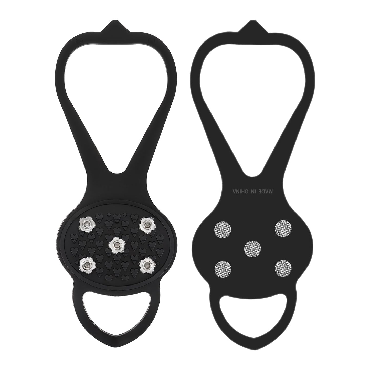 Universal Non Slip Gripper Spike, Ice Traction Cleats with Steel Studs Crampon, Walk Traction Cleat, Ice Snow Grips with 5 Steel Studs Cleats for Ice Sports Walking Running Hunting Fishing (Size M)