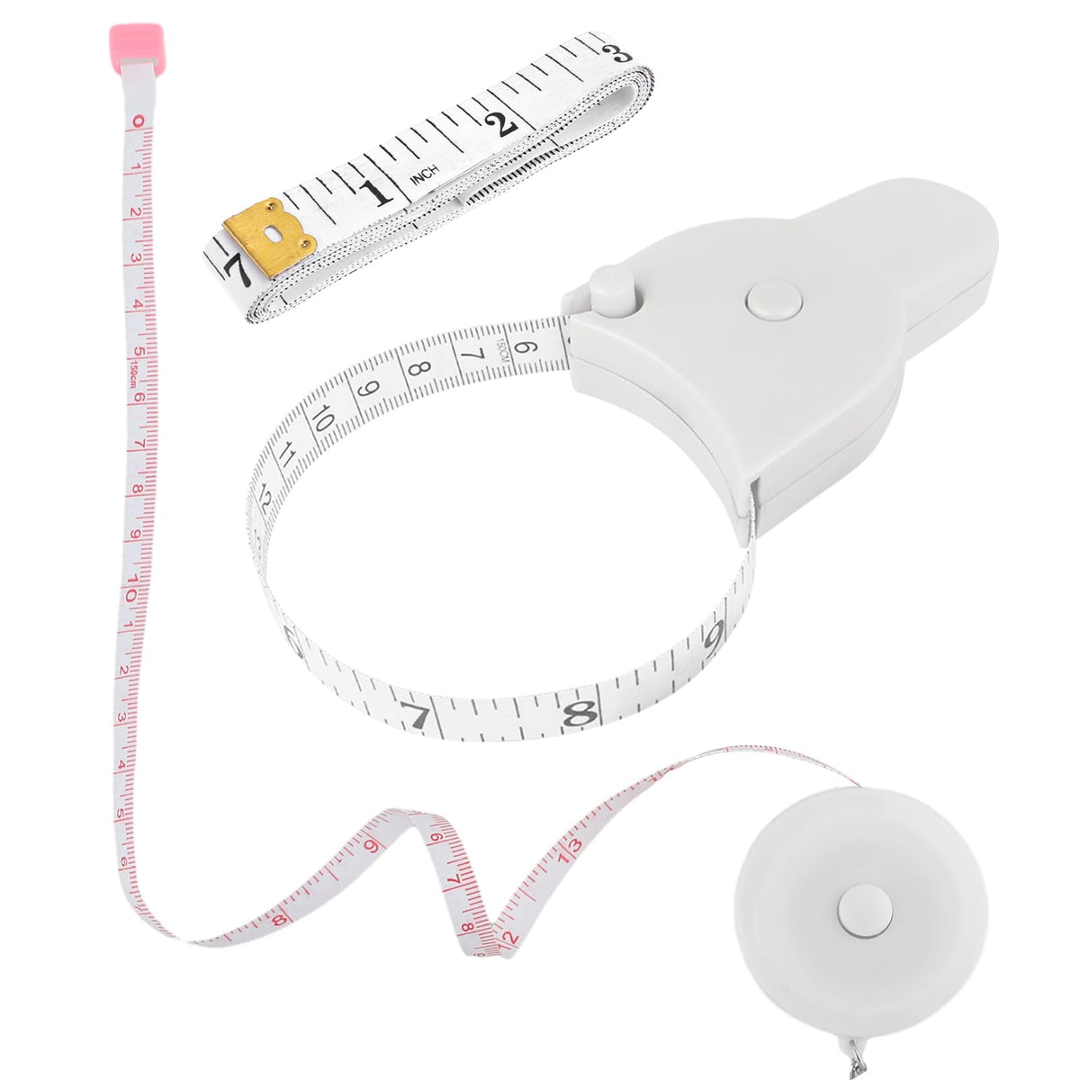 Aster 3 Pieces Body Tape Measure, Measuring Tape for Body Measurements Self-Tightening Tape Measure Body Measurement Tape for Track Weight Loss Muscle Gain, White