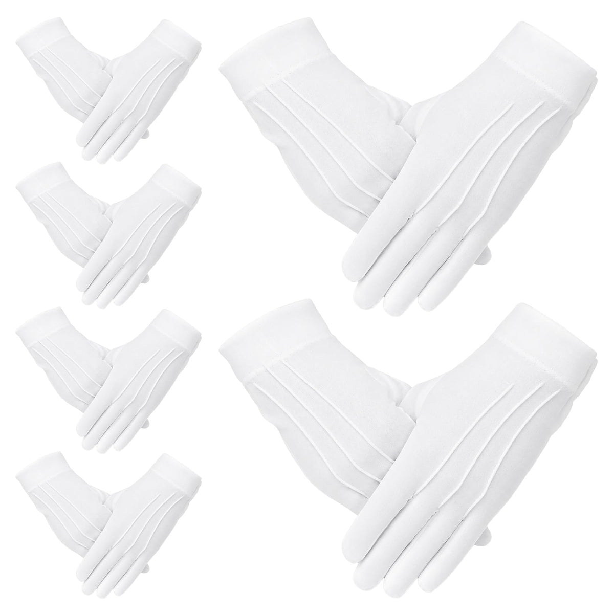 6 Pairs of White Gloves, Nylon White Gloves, Dress Gloves, Parade Gloves