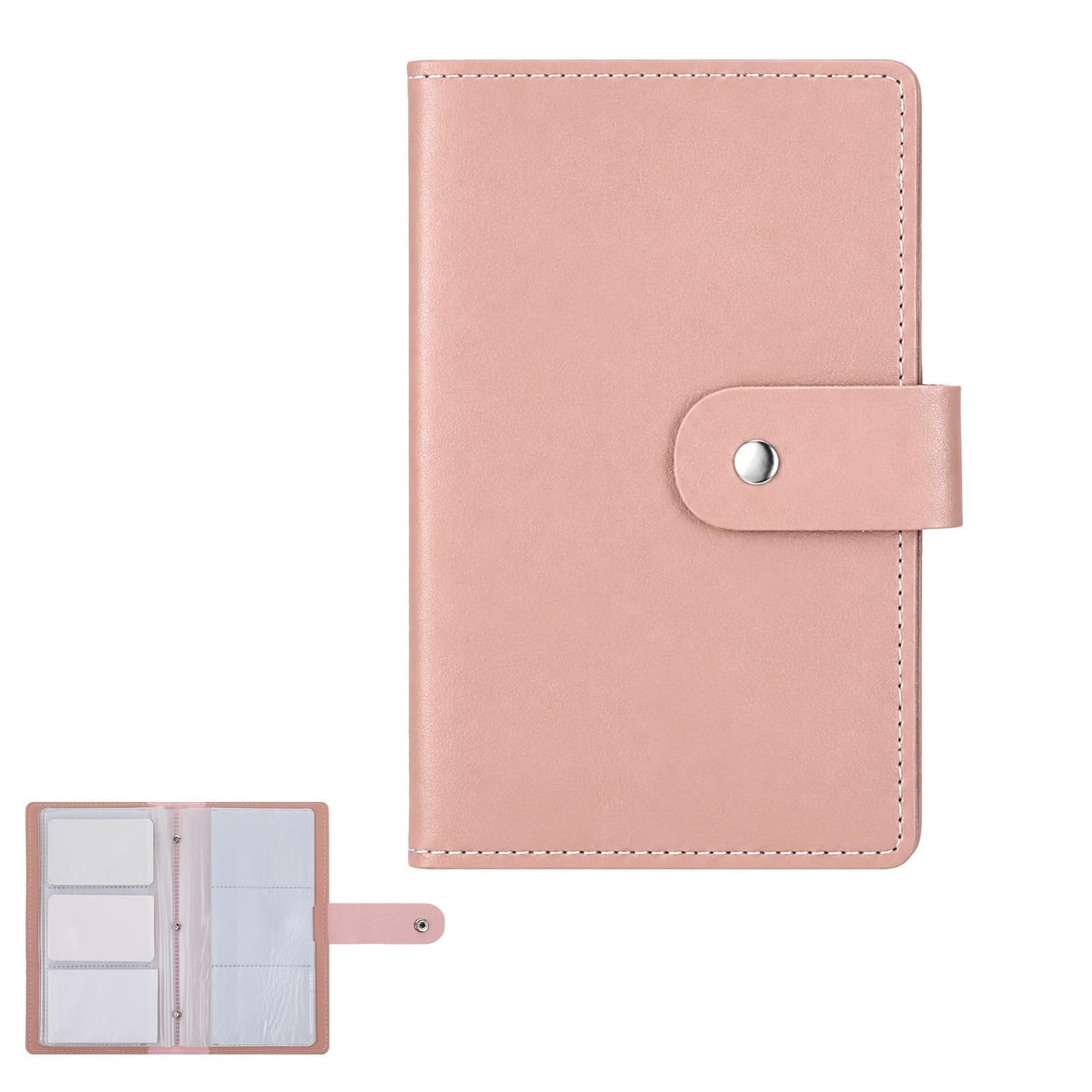 Falzqq Credit Card Book, 96 Slots, Pink, Card Holder Organizer for Women