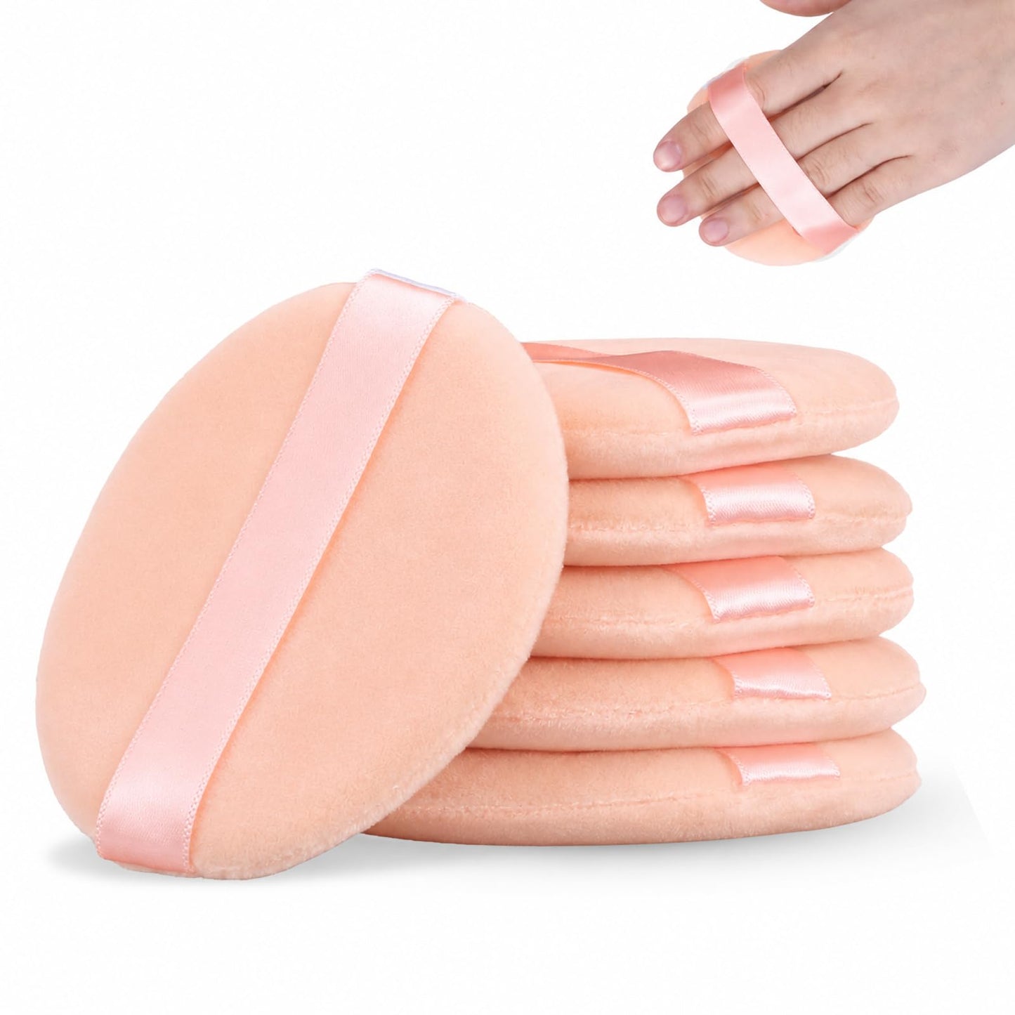 Pack of 6 8 cm Round Powder Puff Large Fluffy Powder Puff