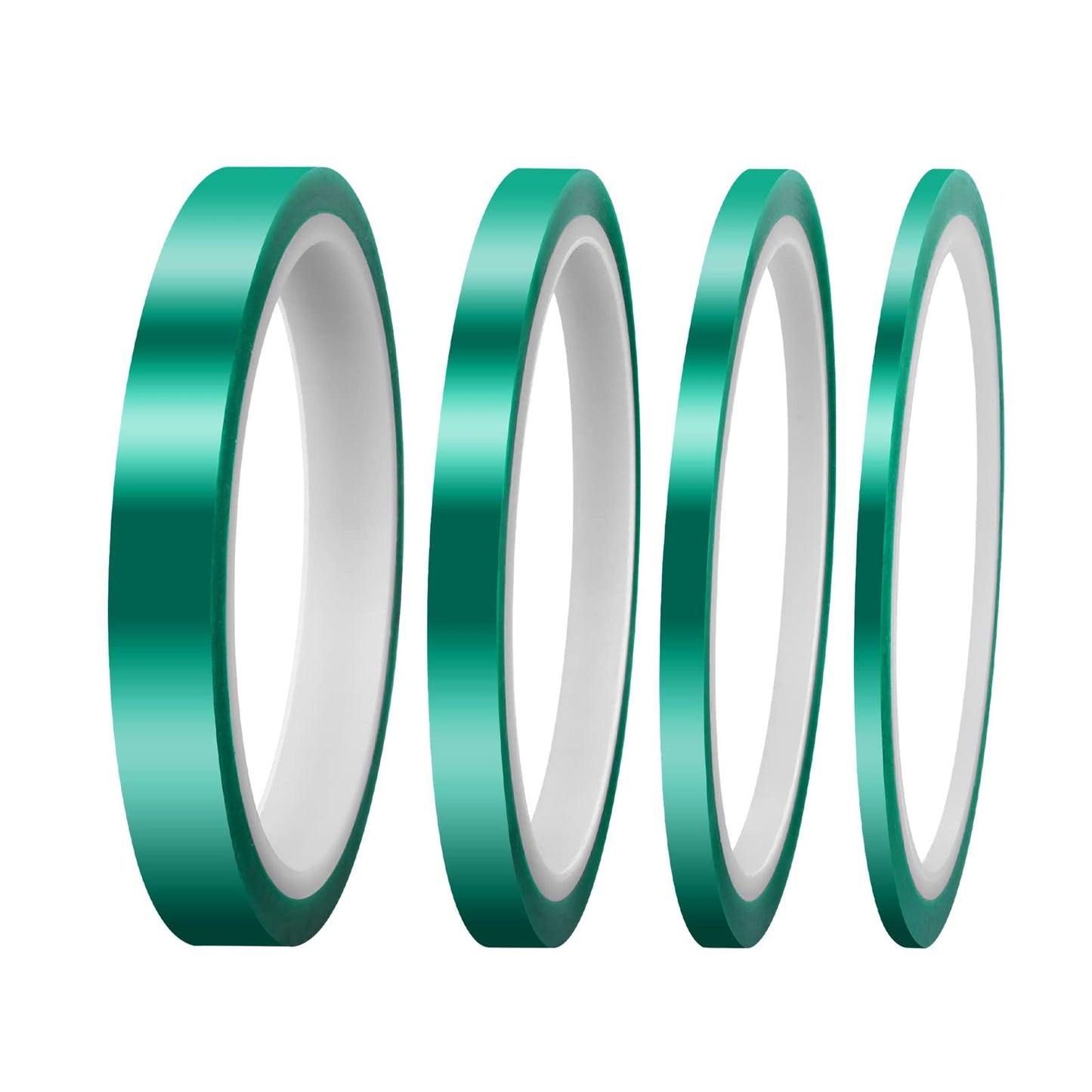 ASTER Heat Resistant Sublimation Tape for Electronics, 4 Rolls Assorted Size 108ft, Green Transparent, High Temp Tape for DIY Making, Circuit Board, 3/5/8/12mm x 33m