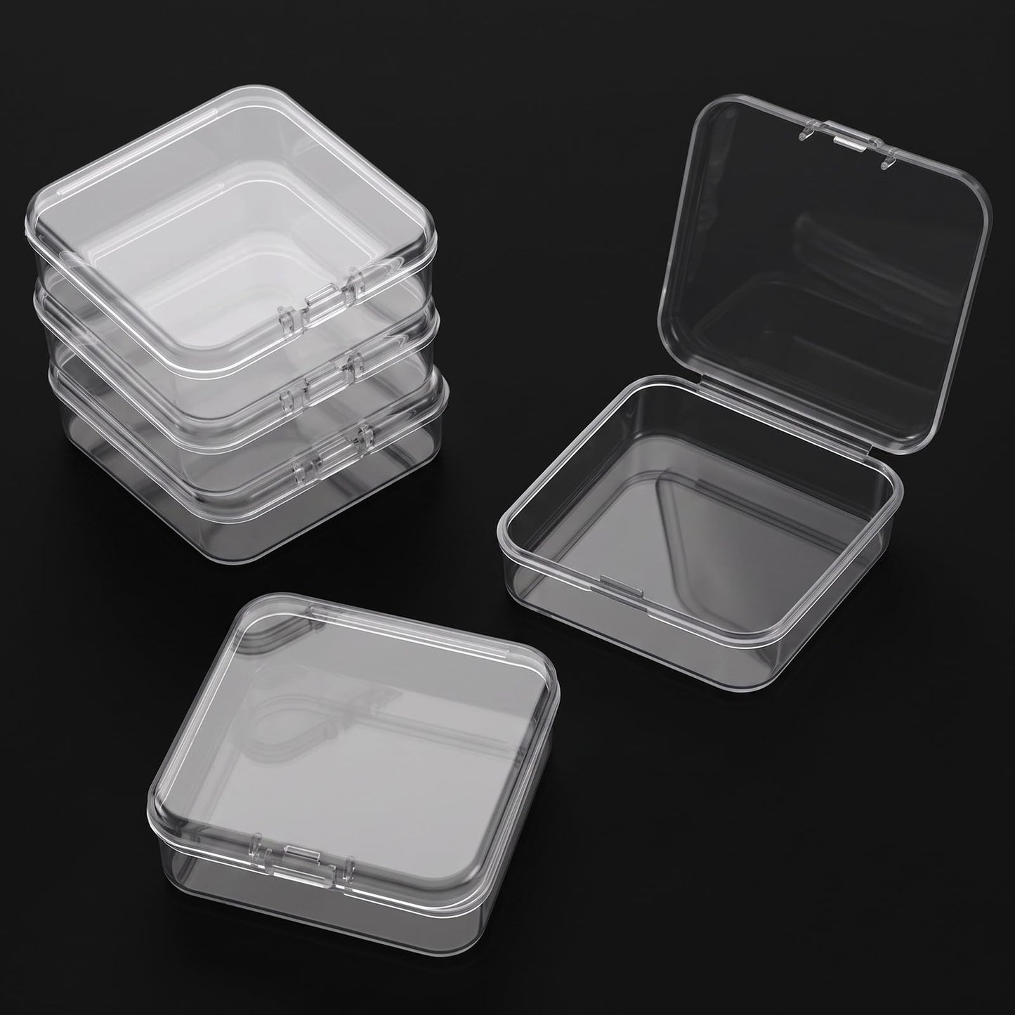 Pack of 5 Small Storage Boxes with Lid, Plastic Transparent Small Box
