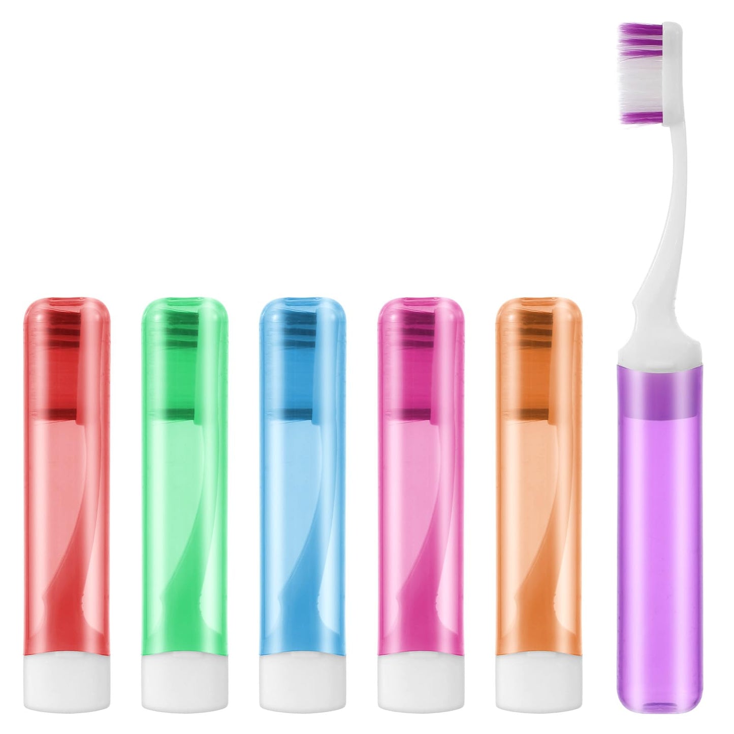 6-Piece Folding Travel Toothbrush Set, Portable Travel Toothbrush, Mini Travel Toothbrush with Case, for Adults, Camping, Business Trips, Travel, School