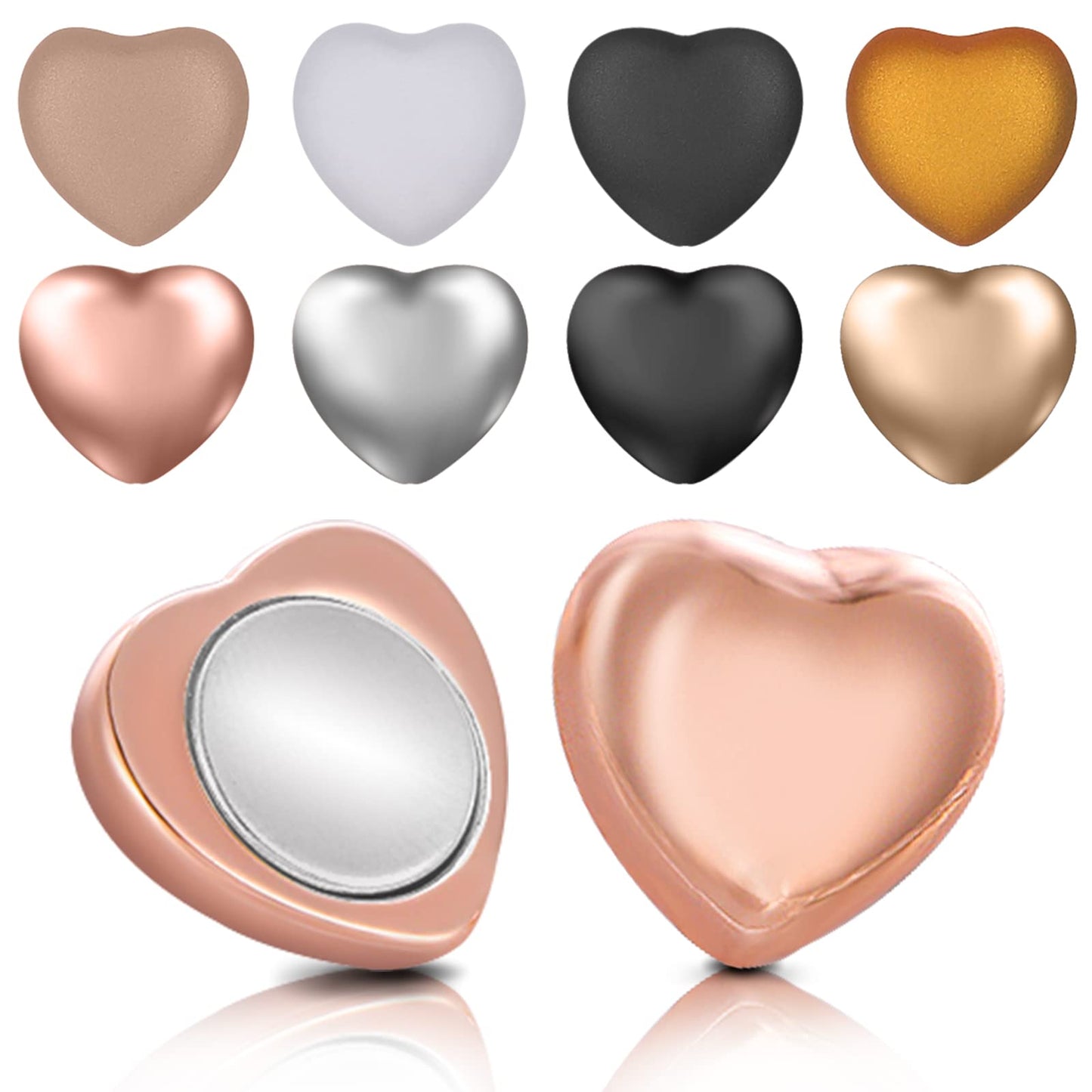 ASTER Hijab Magnetic Pins - Strongest Commercial Strength Hijab Pins for Women Multi-Use Colorful Small Magnetic Hijab Buttons (Heart-8 color)
