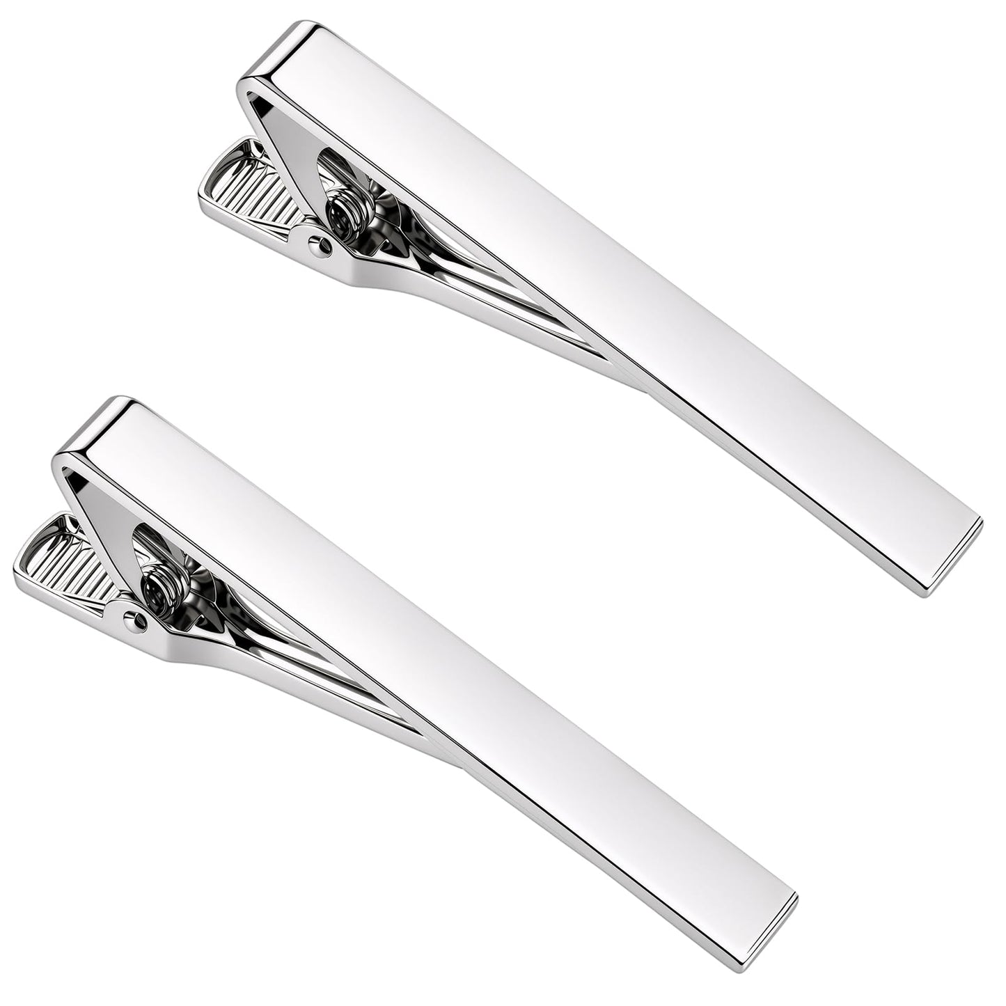 2 PCS Silver Tie Clip for Men, Classic Brass Tie Clips for Men