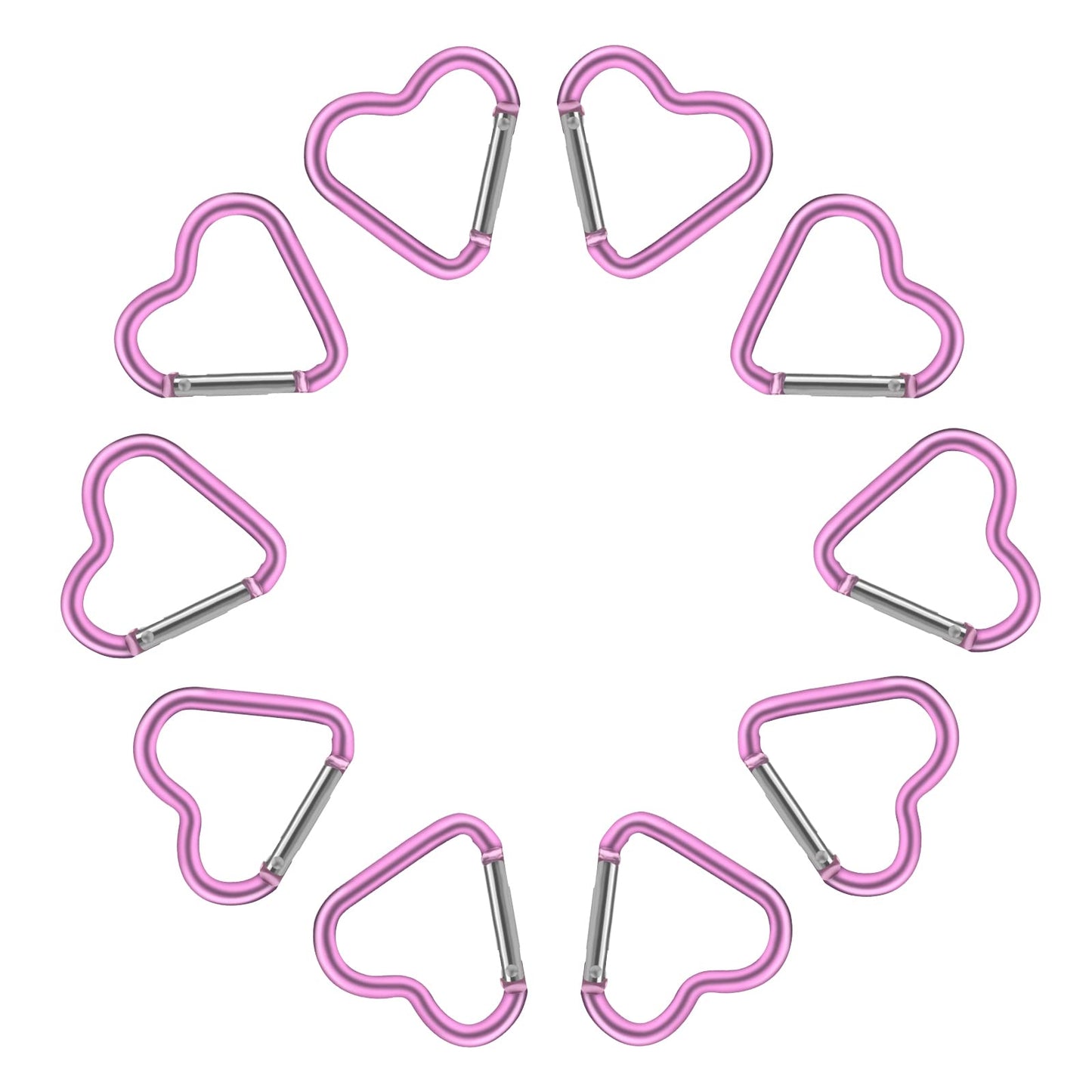 10 PCS Heart Shape Snap Hooks,Dark Pink Heart Key Ring Keychain Hook Clip Heart Shaped Carabiner Hook Aluminum Alloy Snap Clip for Outdoor Traveling Walking