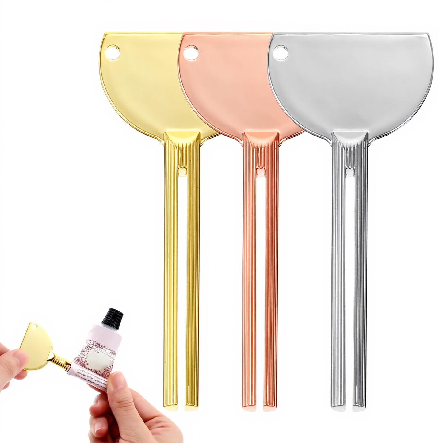 Grevosea 3 Piece Tube Squeezer Tube Squeezer Stainless Steel Toothpaste Squeezer Metal Toothpaste Squeezer Tube Press Set for Toothpaste Hair Dye Pigments Suitable