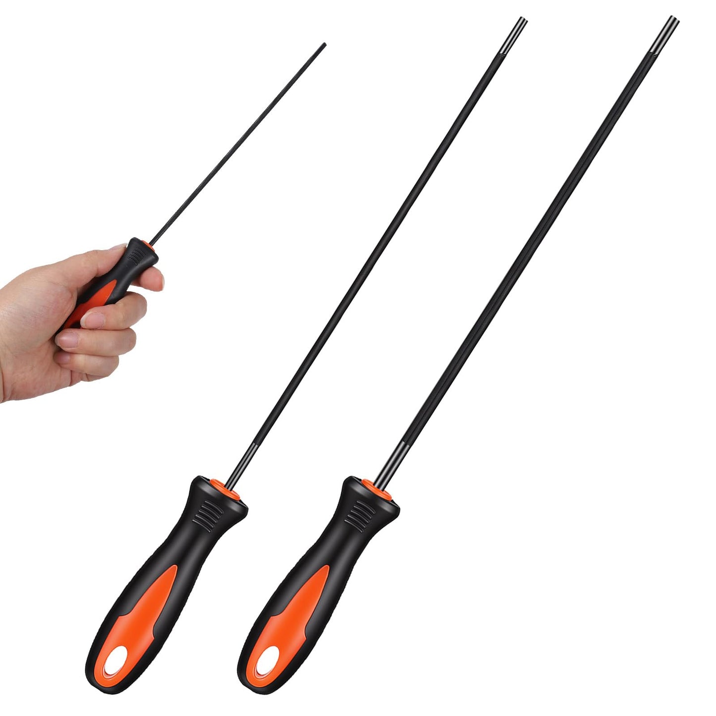 2PCS Chainsaw File Set, 2 Sizes 5/32inch(4mm) 1/8inch(3.2mm) Chainsaw Files