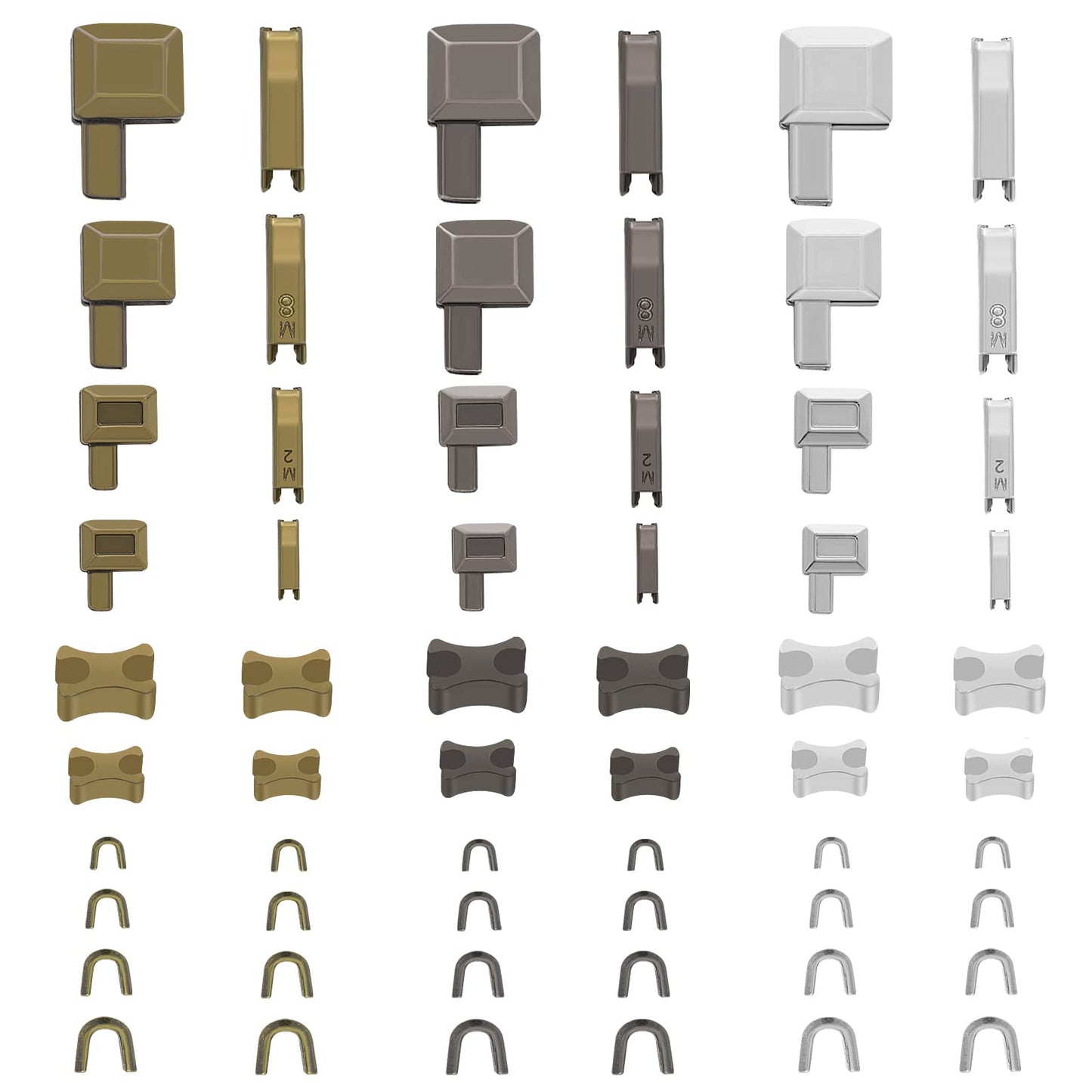 ASTER Metal Zipper Head Repair Kit, 60Pcs #3, 5, 8, 10 Slider, Zipper Stopper, Insertion Pin, Lightweight, for Coats, Jackets, Bags Sewing Zippers Replacement