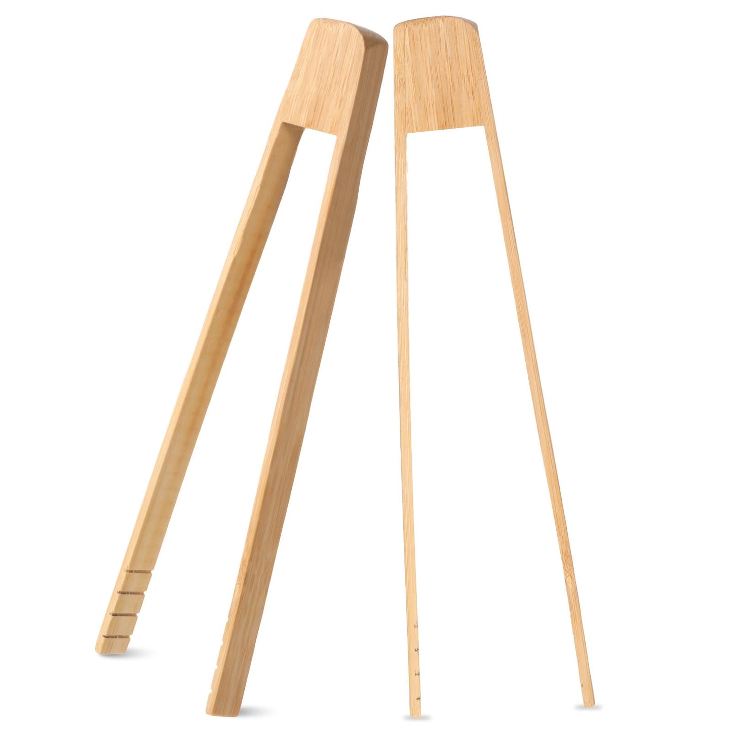 2PCS Bamboo Toaster Tongs, 10 Inch Bamboo Cooking Tongs, Wooden Tong