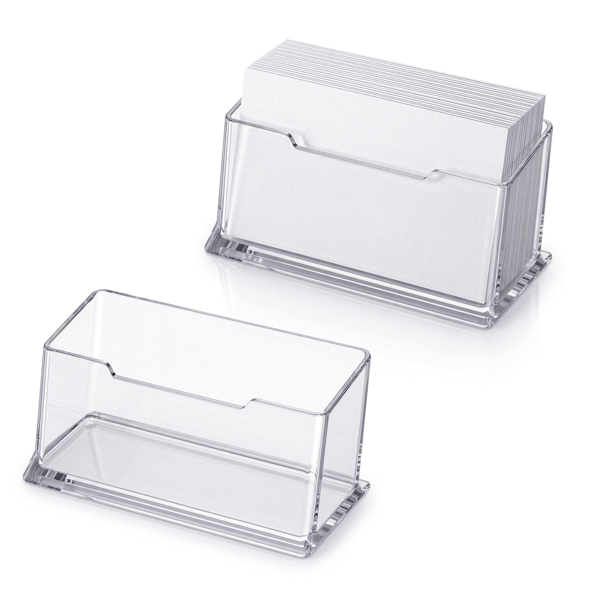 2PCS Acrylic Business Card Holder for Desk, Clear Name Card Display Stand