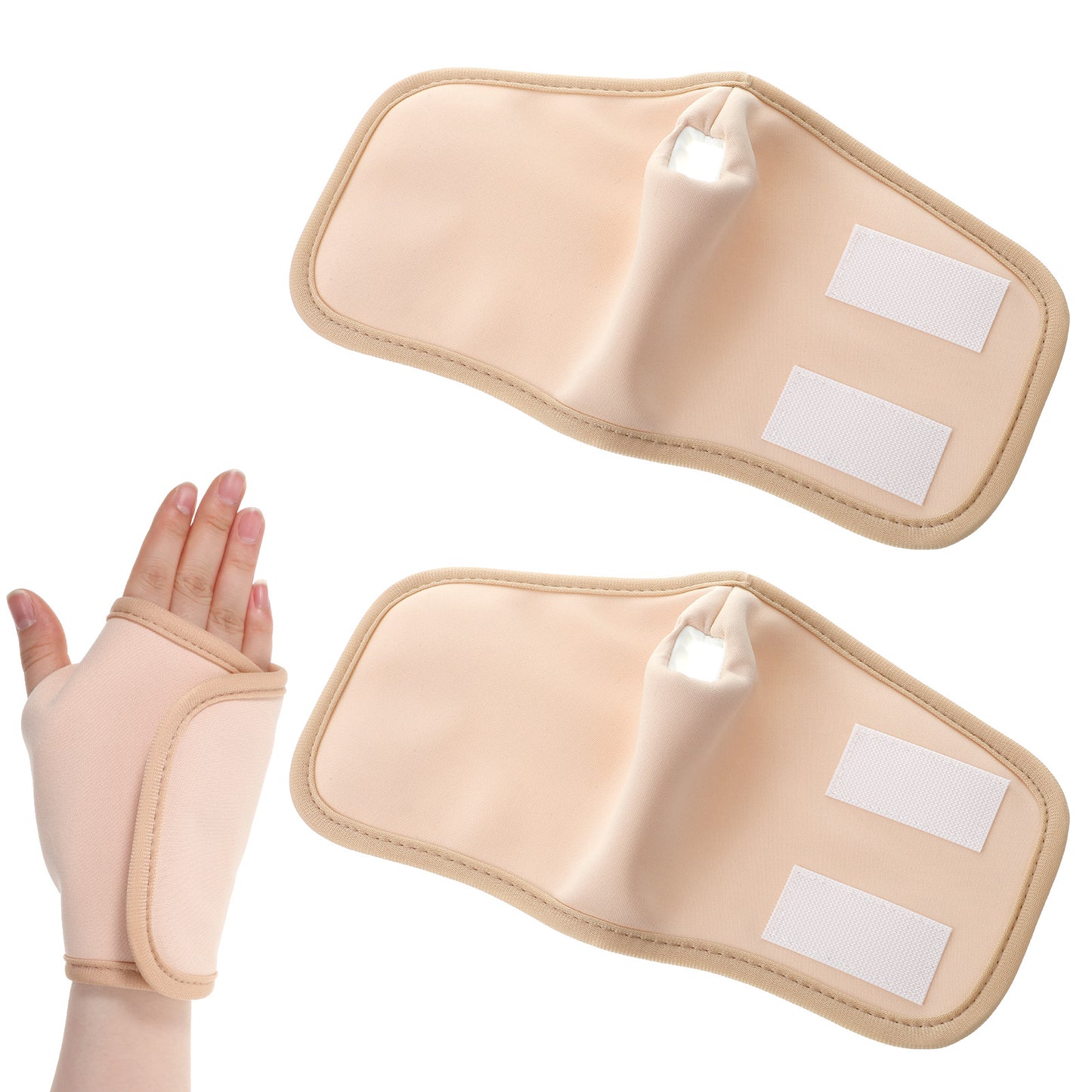 1 Pair Castor Oil Pack Wrap for Hands, Reusable Organic Cotton Hand Wrap Adjustable Castor Oil Wrap Finger Covers for Skin Picking Finger Compression Sleeve for Dry Hands Sleeping