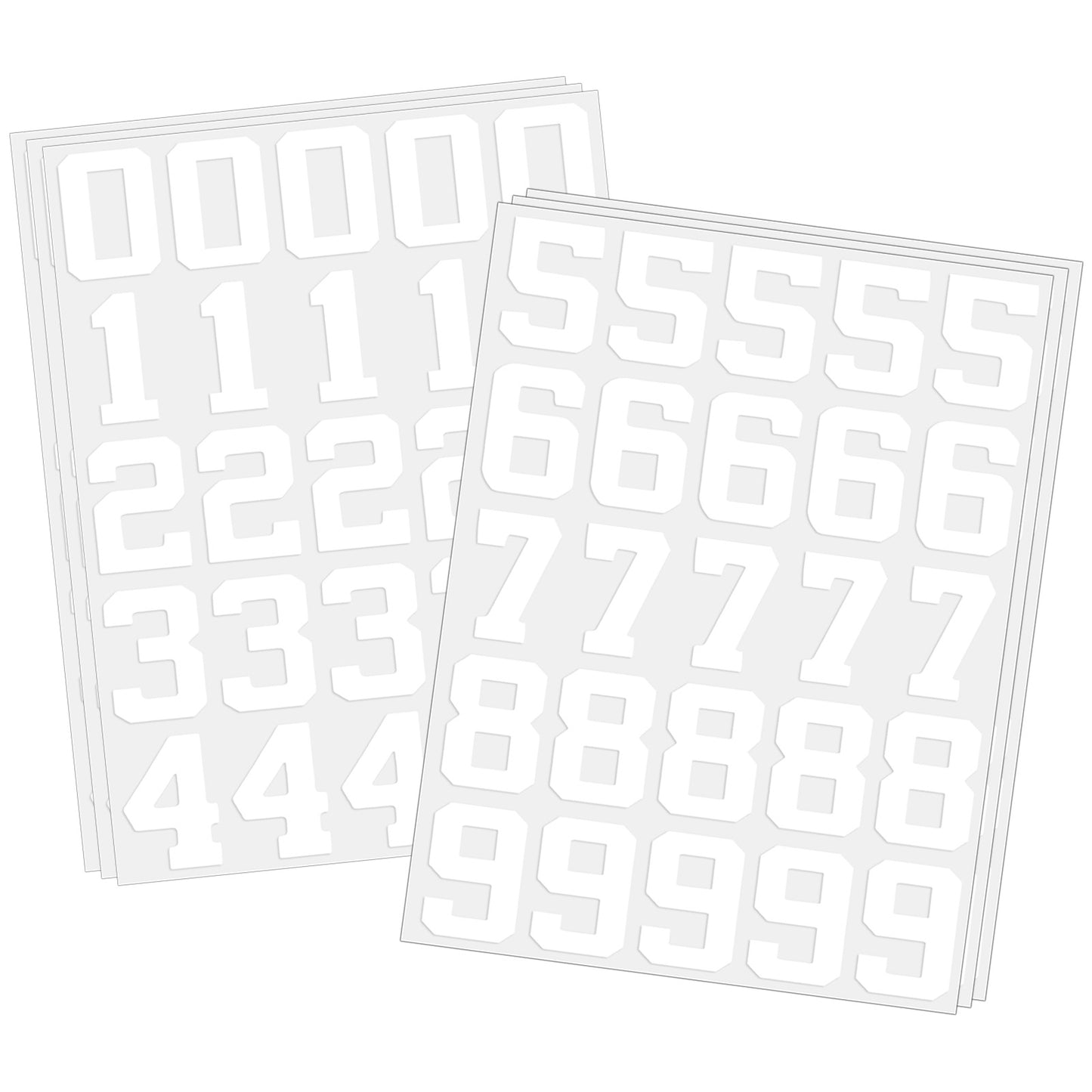 6 Sheet Sport Helmet Number Sticker, 0 to 4, 5 to 9 Self Adhesive Helmet Number Stickers 1.25 Inch Vinyl Waterproof Sports Numbers Decals for Baseball, Hockey, Football(White with Black Outline)
