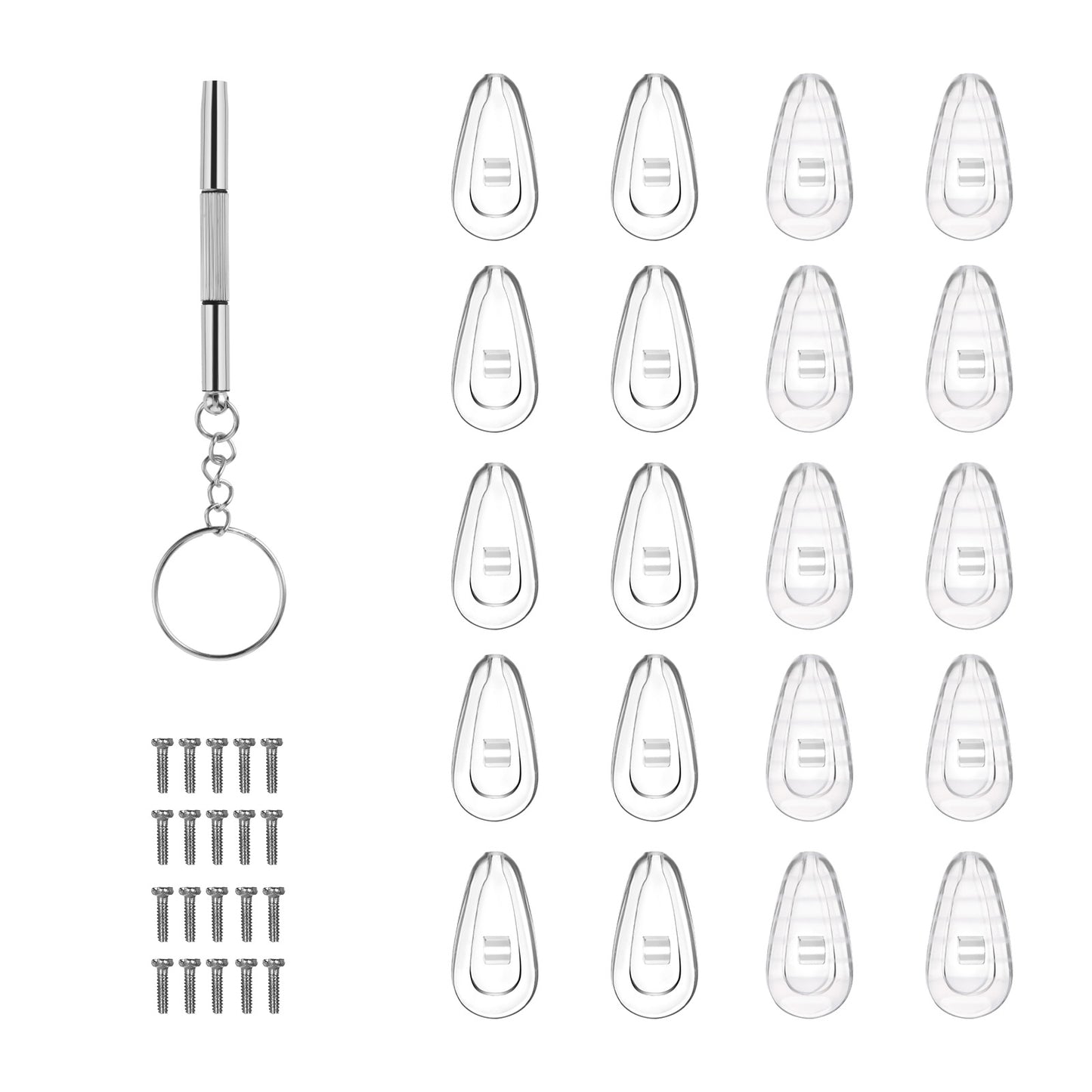 10 Pairs of Eyeglass Nose Pads, Soft Silicone Air Chamber Eyeglasses Nose Pads Upgraded Screw-in 15x8mm Eyeglasses Nose Pads Non-Slip Comfortable Nose Pads Set with Screws Eyeglass Screwdriver