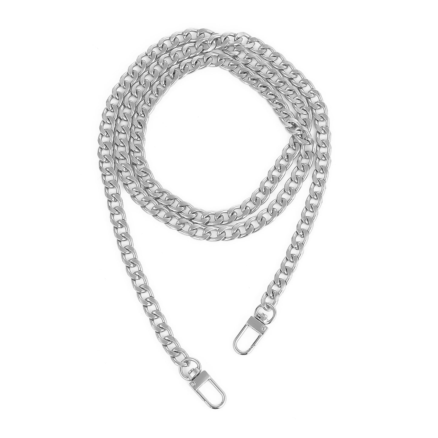 ASTER Purse Chain Straps 120 cm Silver Handbag Purse Strap with Metal Buckles for Purse Handbags Wallet Clutch Crossbody Bag DIY Replacement Straps