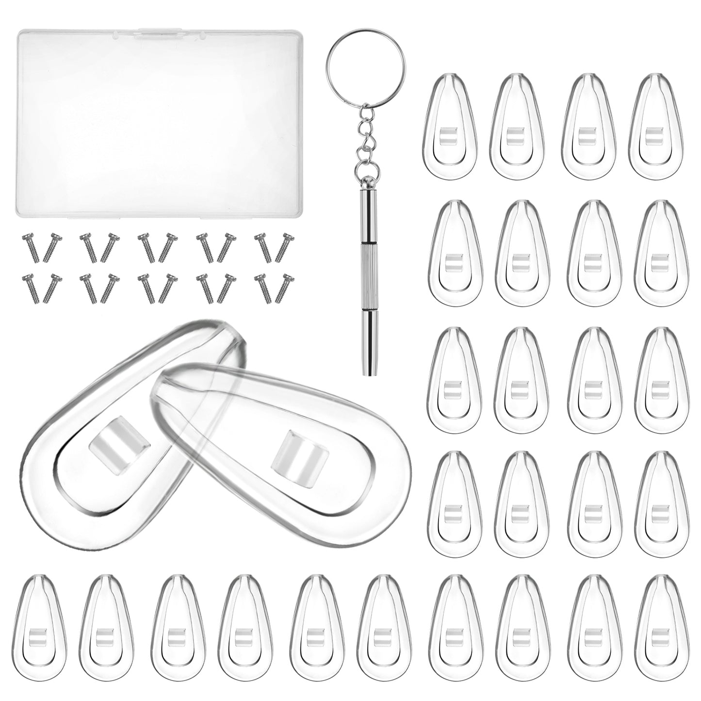 10 Pairs of Glasses Nose Pads, Eyeglasses Repair Kit with Eyeglass Screwdriver and Small Screws, Silicone Eyeglasses Noses Pad Anti-Slip Eyeglass Nose Pads Replacement