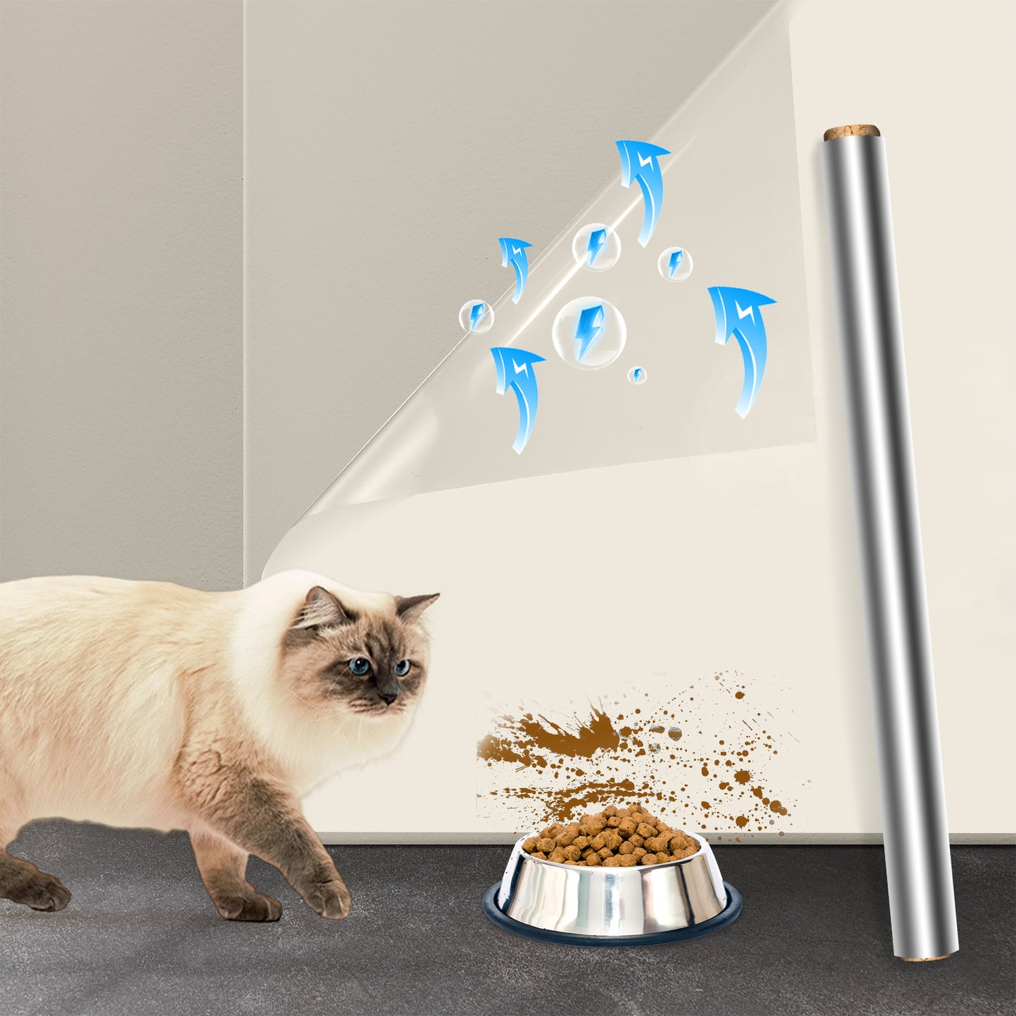 Grevosea Wall Protector Behind Trash Can, Electrostatic Protective Film Clear Contact Paper Plastic Wall Protector for Kitchen & Office from Bin Chair Back Dog Cat Scratch (45cm*3m)