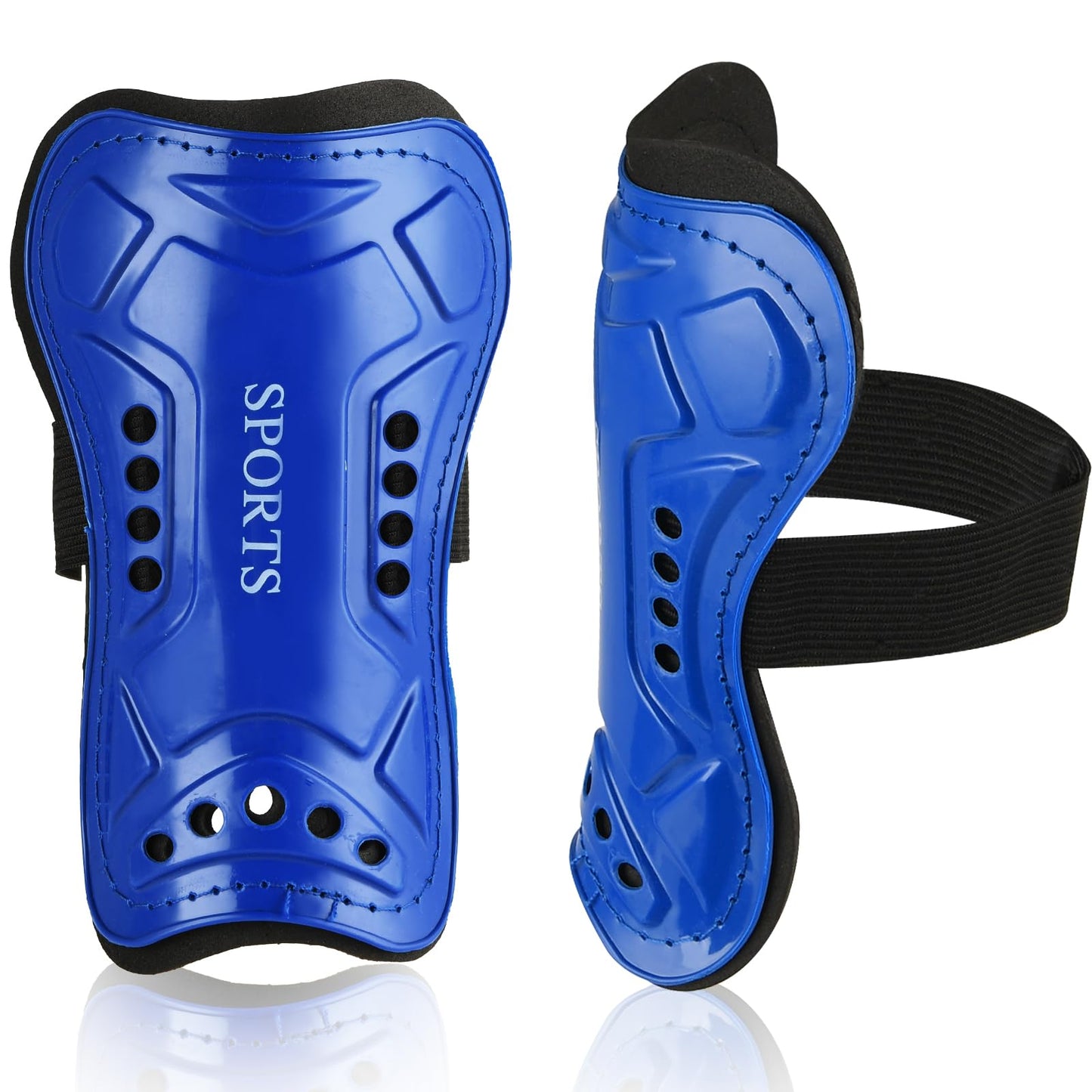 ASTER Kids Shin Pads, Football Shin Pads Kids Adjustable Straps Shin Guards Perforated Breathable Shin Pads Boys Girls Age 3-7, Football Games Leg Calf Protective Gear(Blue)