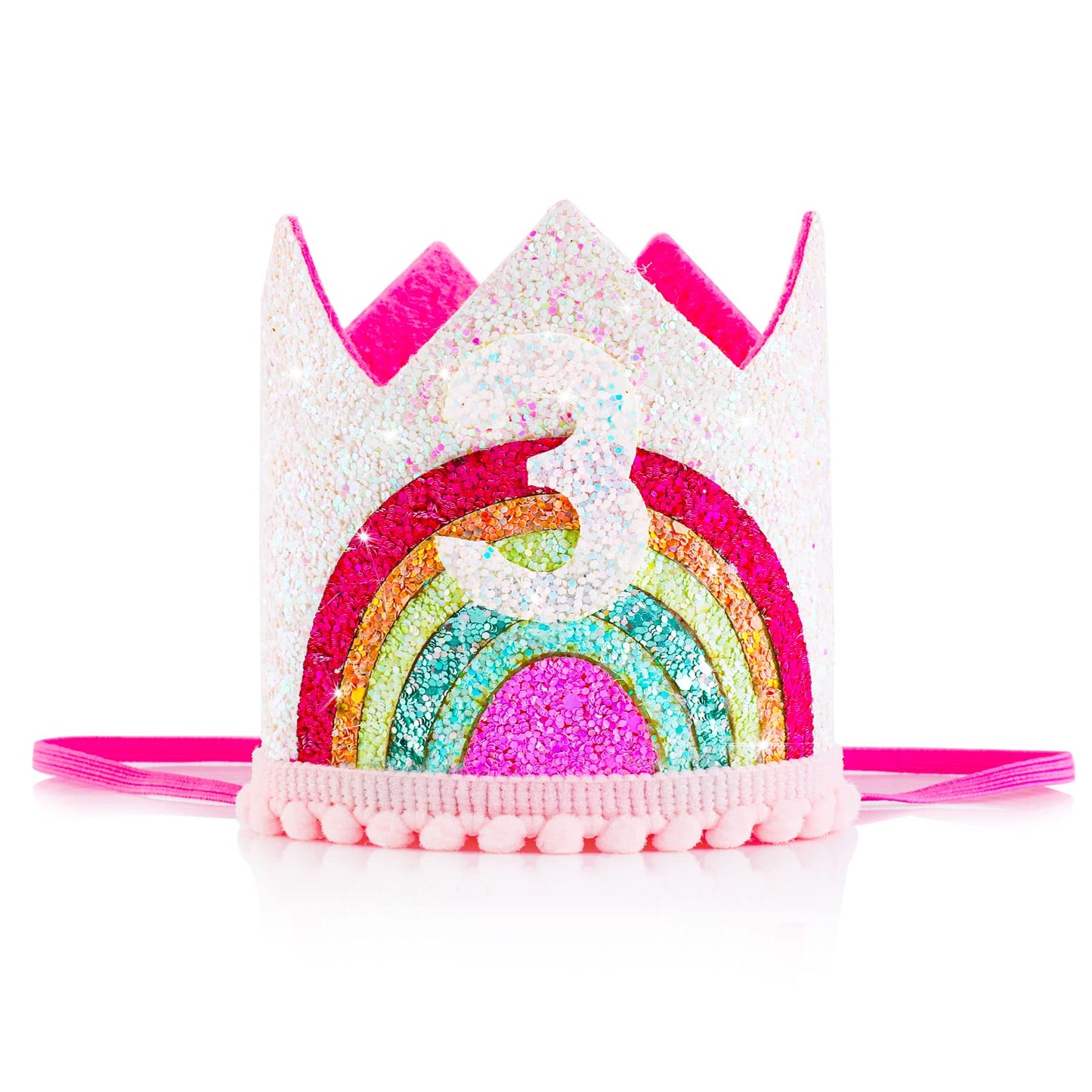 ASTER Baby Girls 3rd Birthday Crown, Princess Girls Third Birthday Crown Hat, Adjustable 3rd Birthday Hat Baby Crown for Baby Girls Third Birthday Party
