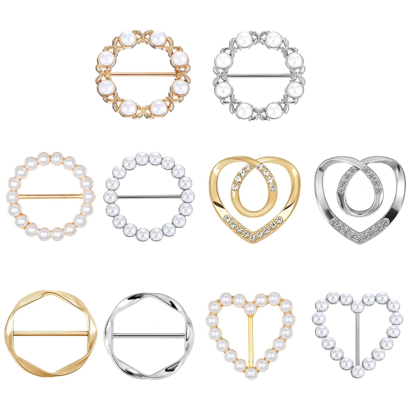 10 Pcs Scarf Ring Clip Shirt Clips for Women Clothing, Metal T Shirt Clips Ties Clothes Corner Knotted Button Silk Scarf Ring Clip Clothing Ring Wrap Holder