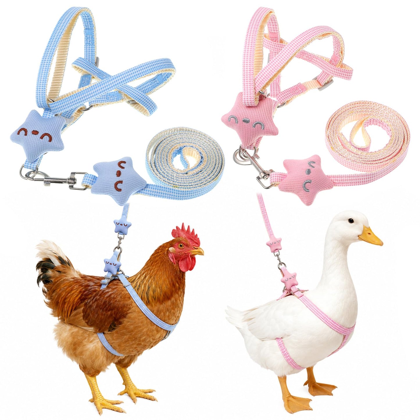 Set of 2 Chicken Harness with Lead, Adjustable Chicken Cat Lead with