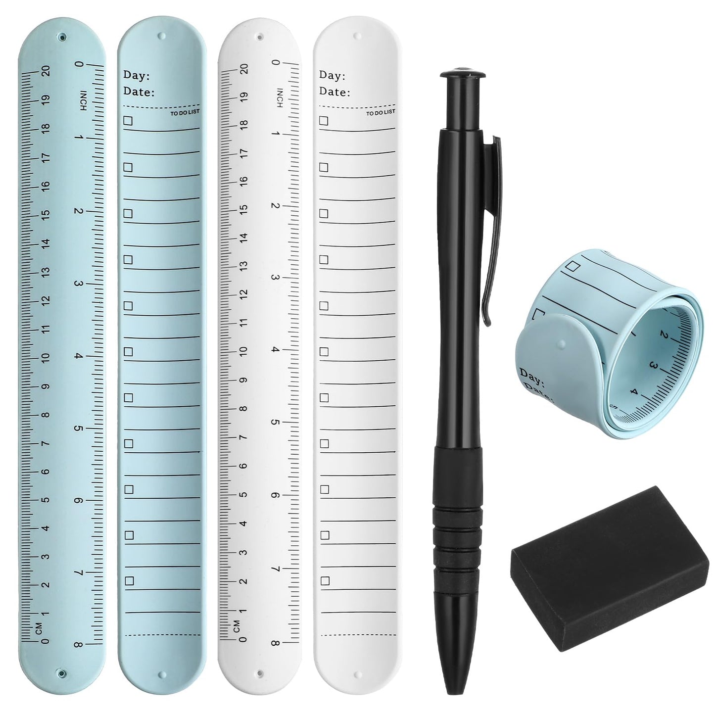 ZEYIYER 2PCS Wearable Notepad,memo Wrist Band, 9.3" X 1.2" Slap Bracelet to Do List, Waterproof Silicone Erasable Reusable Memo Wrist Bands with Pen and Eraser for Study Work Daily Planner