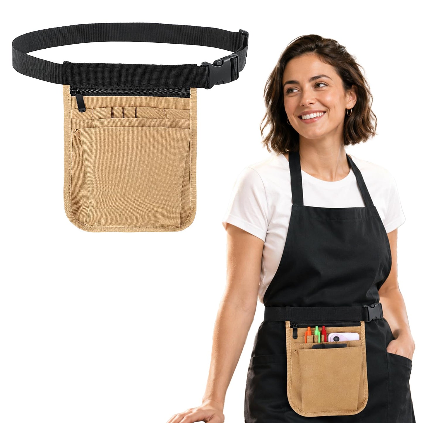 Nurse Belt Bag, Multifunctional Belt Bag, Retail, Work Bag, Belt, Care Accessory Bag, Waiter's Bag with Belt, Tool Bag for Men and Women (Yellow)