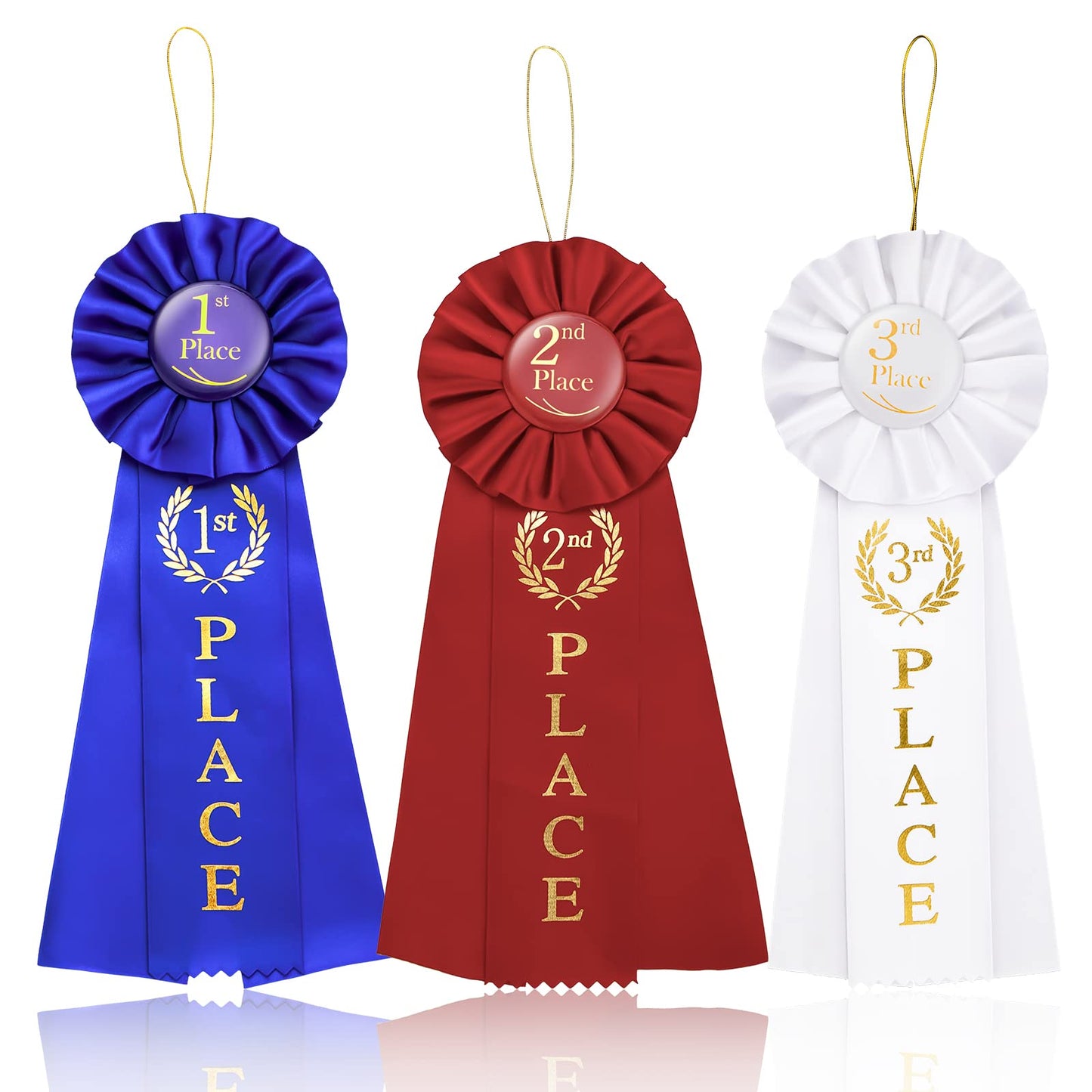 Award Ribbons 1st, 2nd, 3rd Place Rosettes Award Ribbons, Satin Award Ribbon Badge Victory Ribbons Deluxe Recognition Ribbons for Competition, Sports Event, Students,Soccer Match
