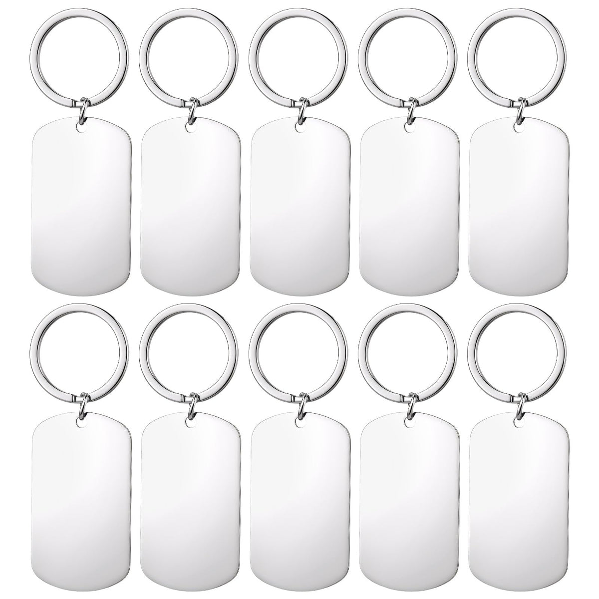 Pack of 10 Stainless Steel Pendant Blank It Key Ring Dog Tag Blanks