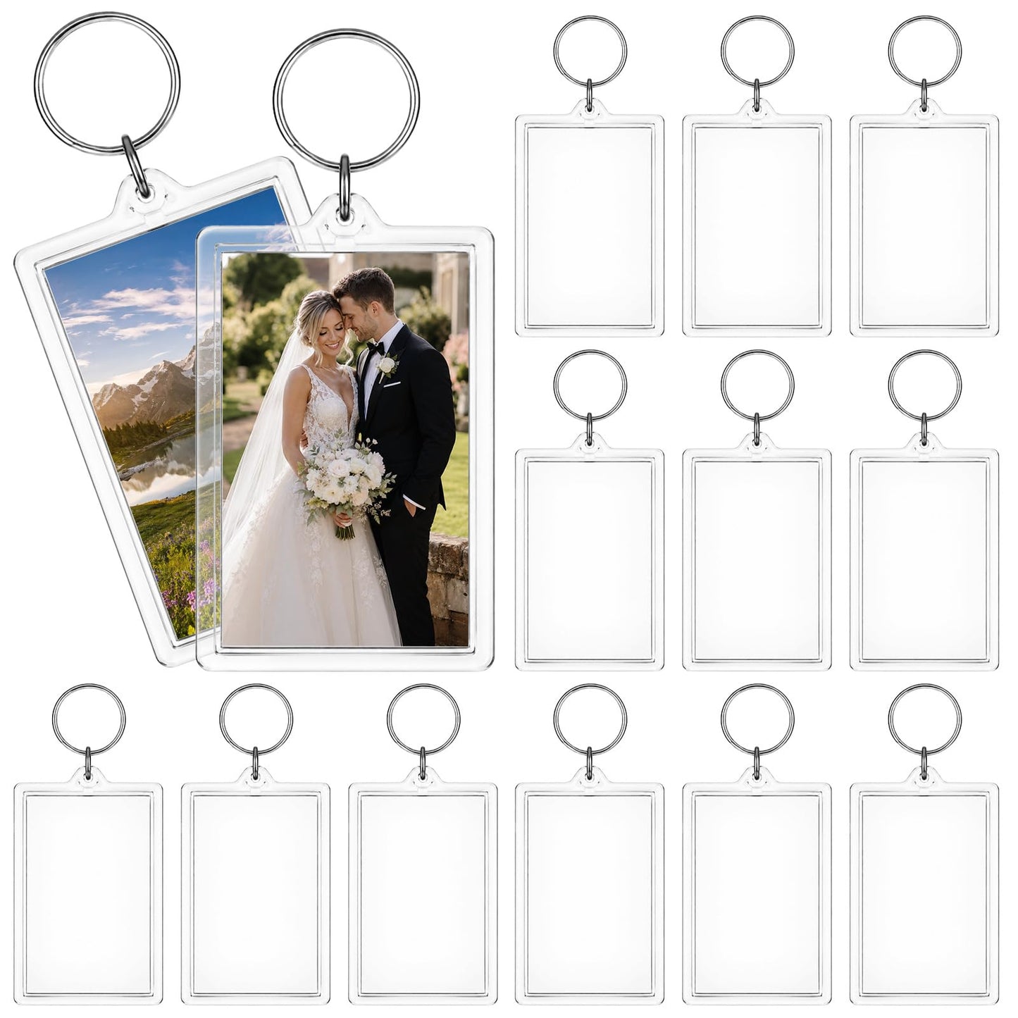 Kynigo Pack of 12 Picture Frame Key Ring Acrylic Photo Key Ring