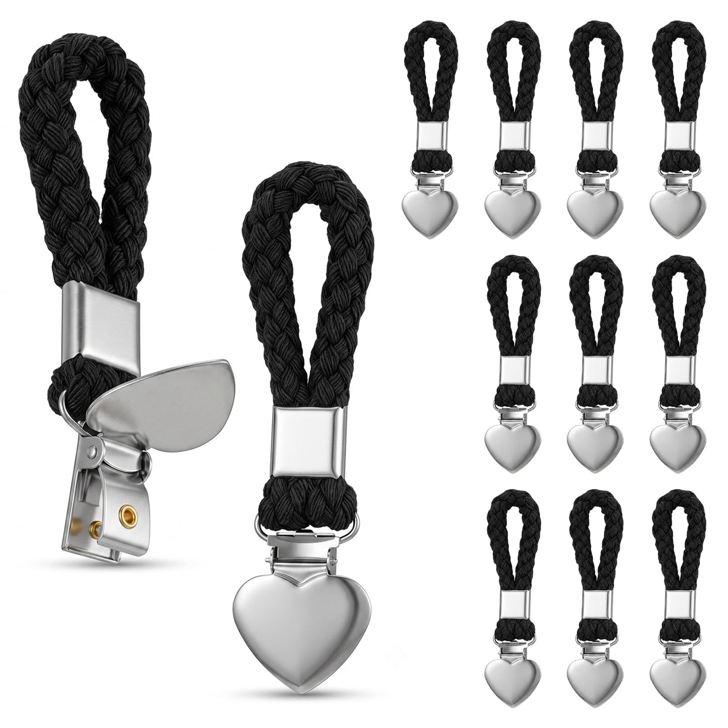 Pack of 10 Towel Clips with Hanging Loop, Metal Towel Clips
