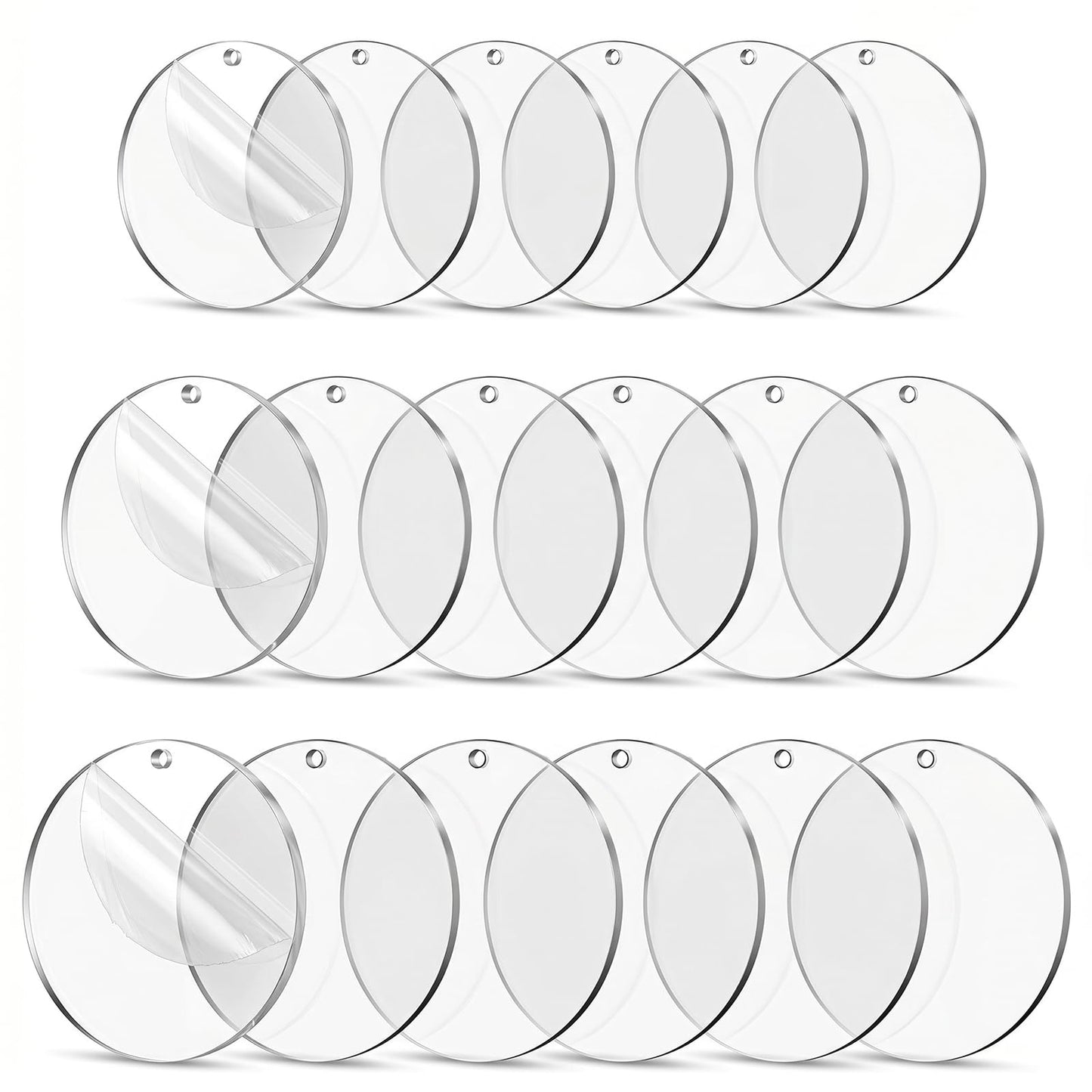 CIATBYYJ Pack of 18 Round Acrylic Discs with Hole, Transparent Acrylic Plate