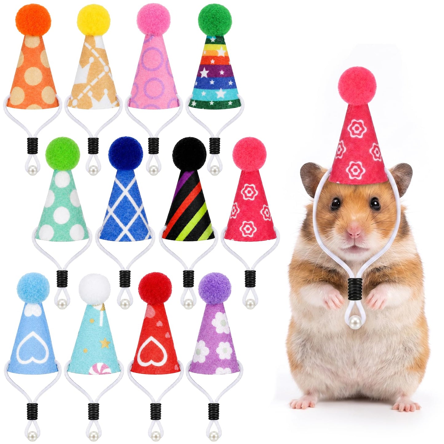 Falzqq 12PCS Mini Party Hats for Stuffed Animals