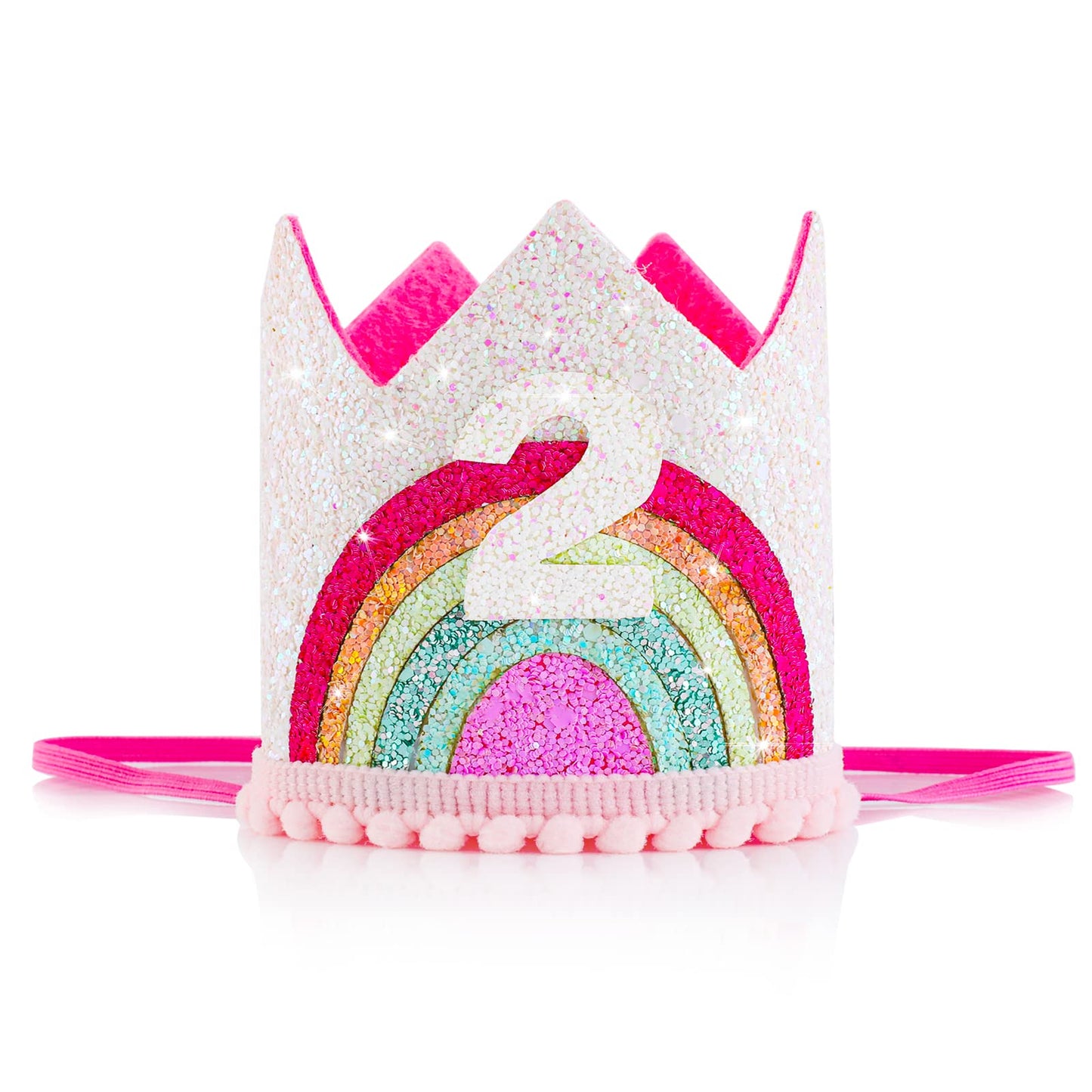 ASTER Baby Girls 2nd Birthday Crown, Princess Girls 2 Years Birthday Crown Hat, Adjustable 2nd Birthday Hat Baby Crown for Baby Girls 2 Years Birthday Party