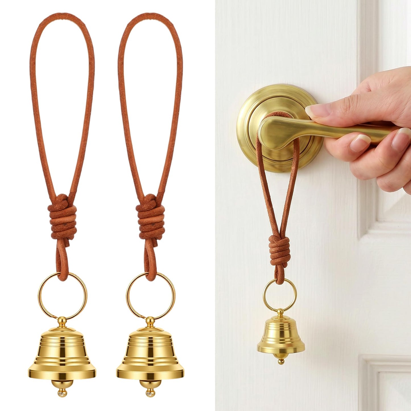 Pack of 2 Gold Hanging Bells Retro Door Bell Christmas Ornaments Small